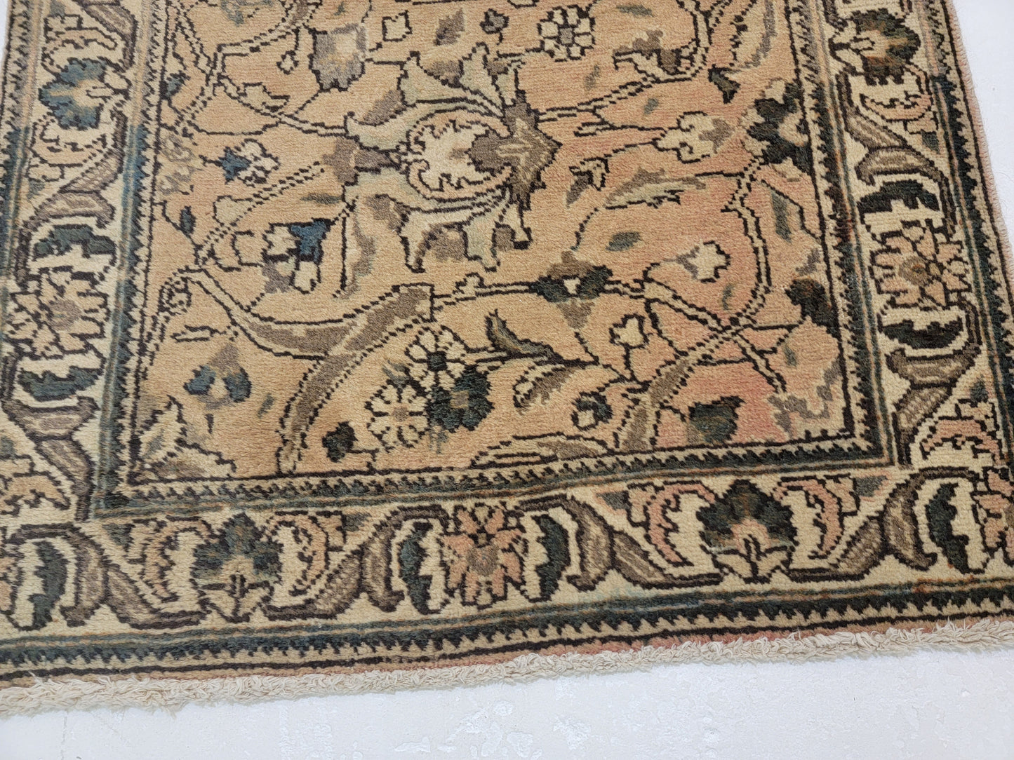 Antique Hand-Knotted Wool Runner Tabriz 3' x 12'10"