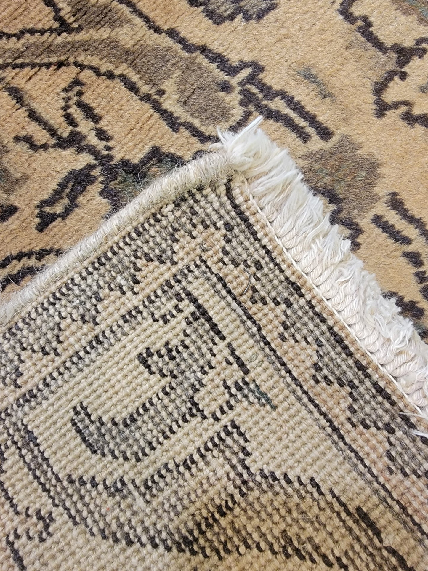 Antique Hand-Knotted Wool Runner Tabriz 3' x 12'10"