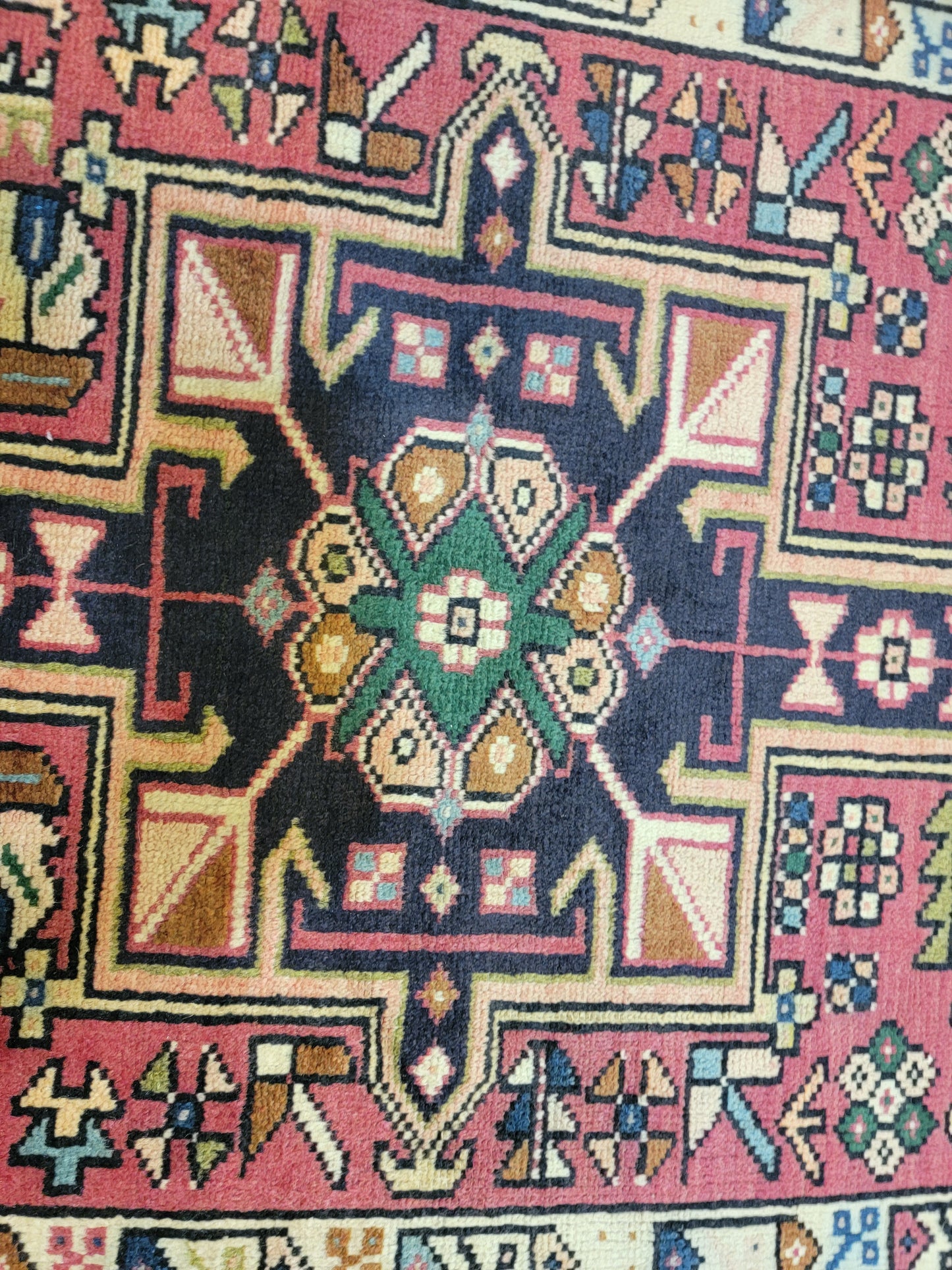 Antique Hand-Knotted Wool Runner Heriz Karajeh 3'3" x 13'6"
