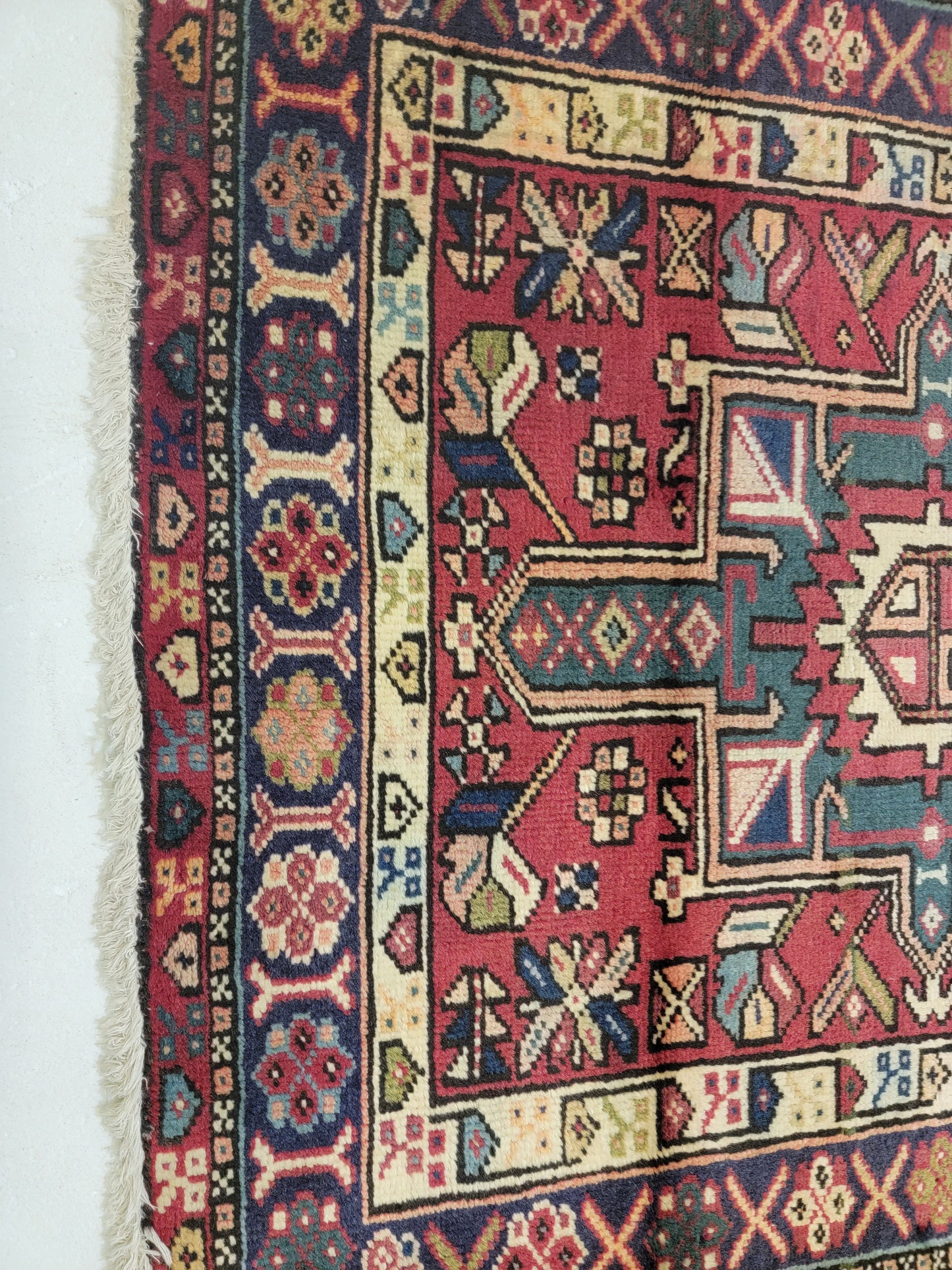 Antique Hand-Knotted Wool Runner Heriz Karajeh 3'3" x 13'6"