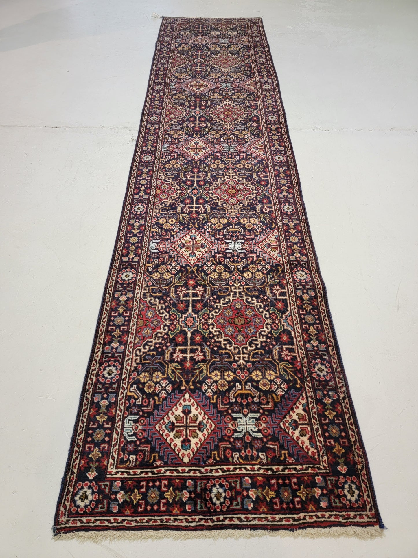 Antique Hand-Knotted Wool Runner Tabriz 2'10" x 12'8"