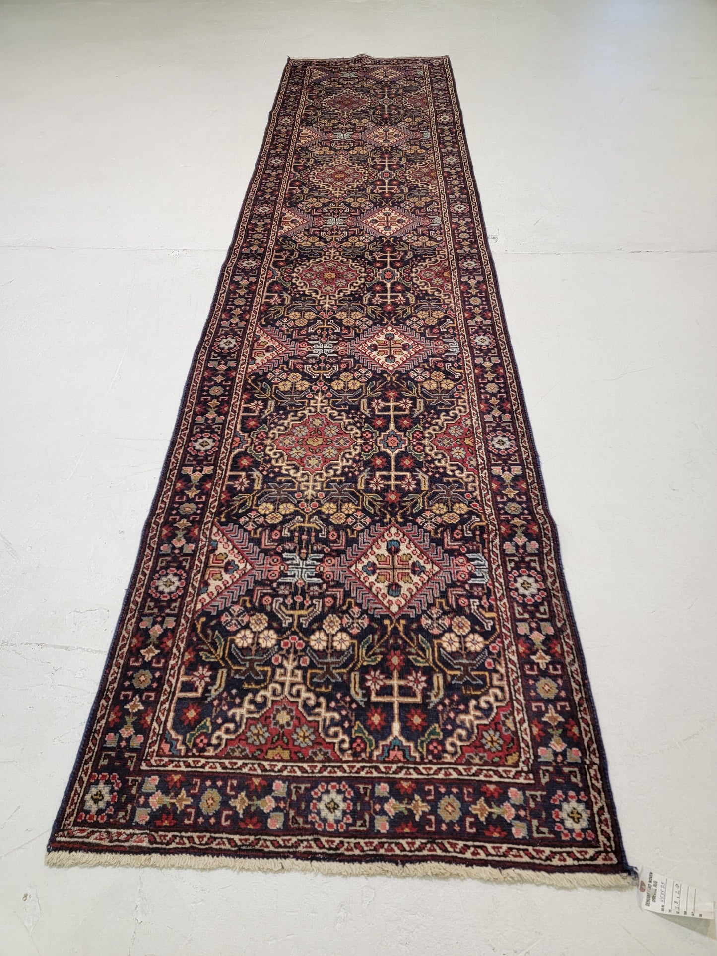 Antique Hand-Knotted Wool Runner Tabriz 2'10" x 12'8"