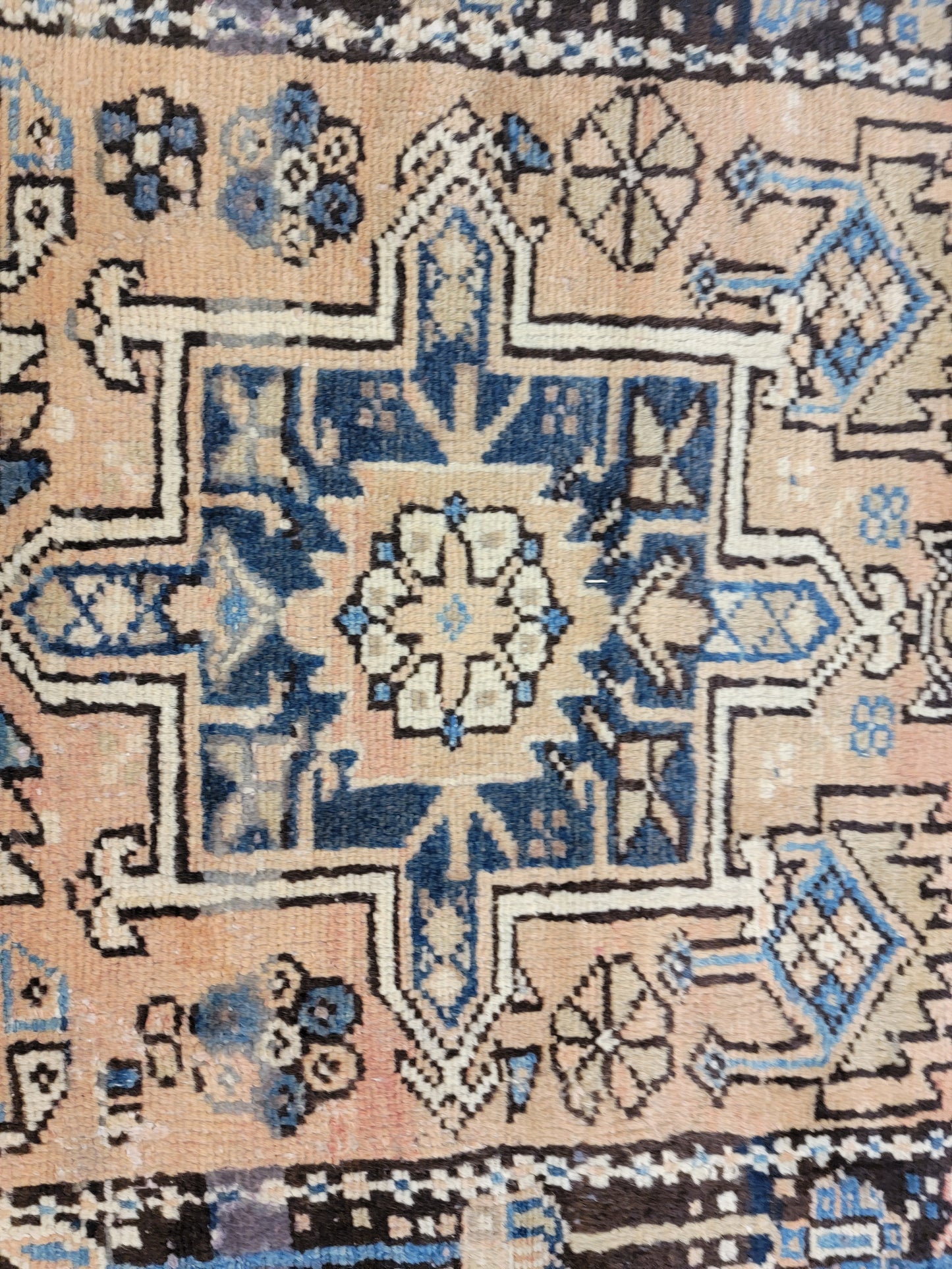 Antique Hand-Knotted Wool Runner Heriz Karajeh 3' x 12'4"