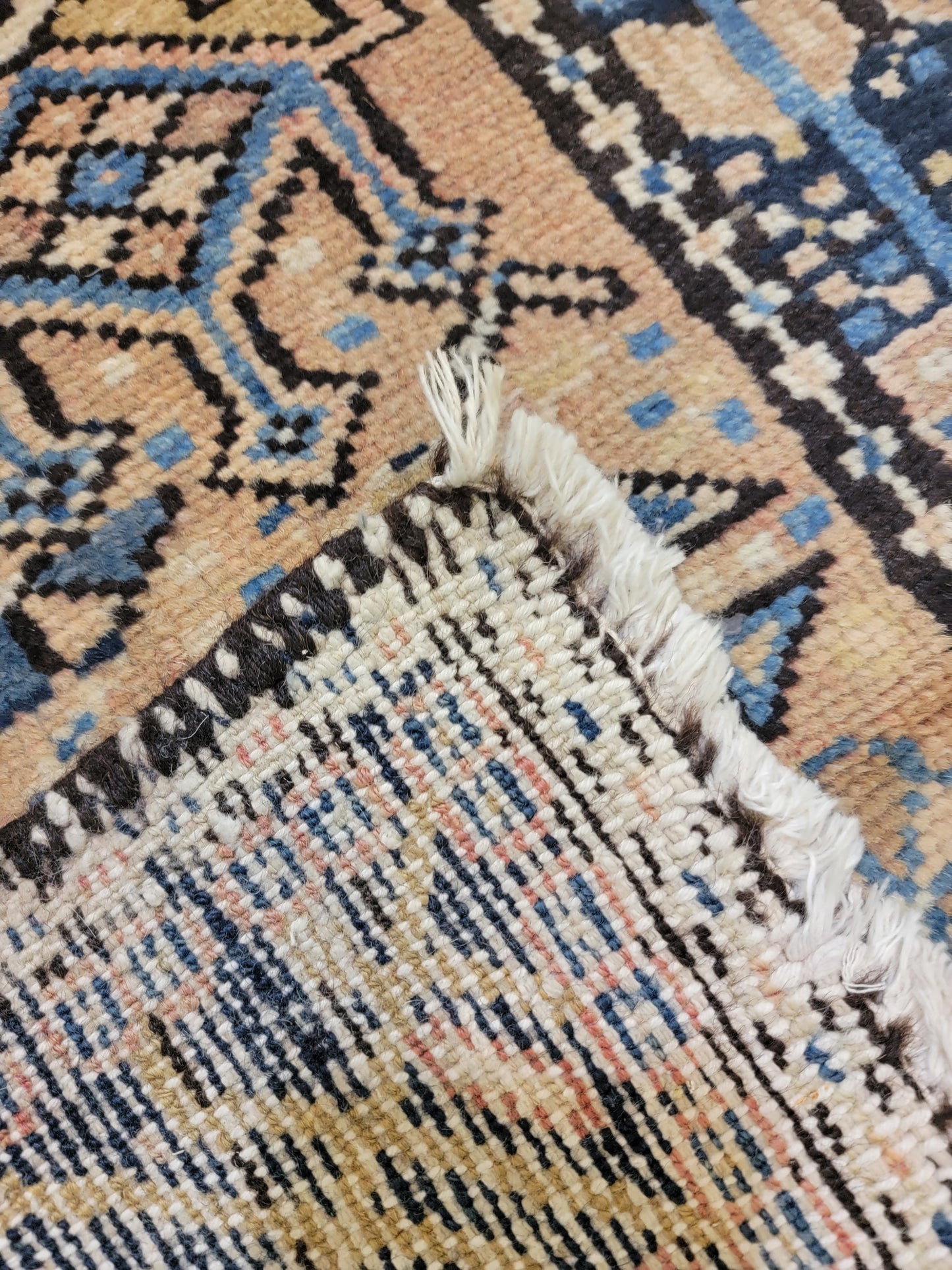 Antique Hand-Knotted Wool Runner Heriz Karajeh 3' x 12'4"