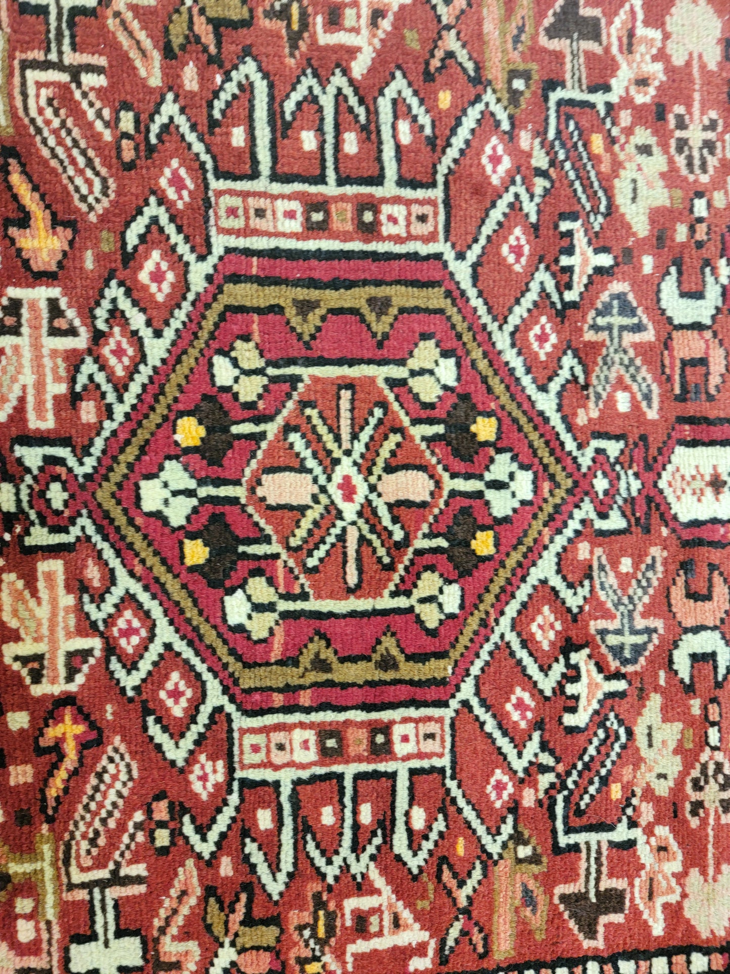 Antique Hand-Knotted Wool Runner Heriz Karajeh 2'7" x 13'10"