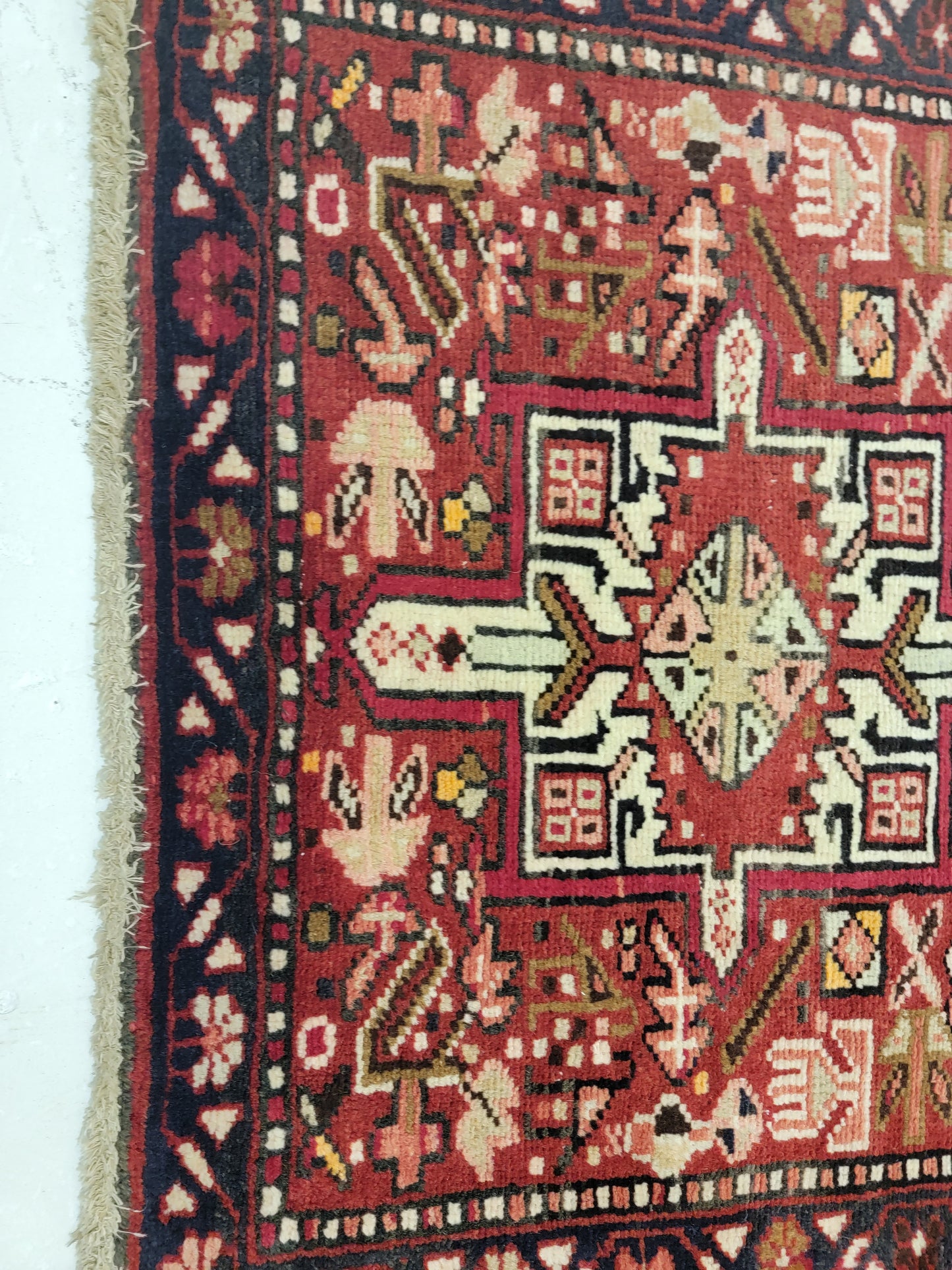 Antique Hand-Knotted Wool Runner Heriz Karajeh 2'7" x 13'10"