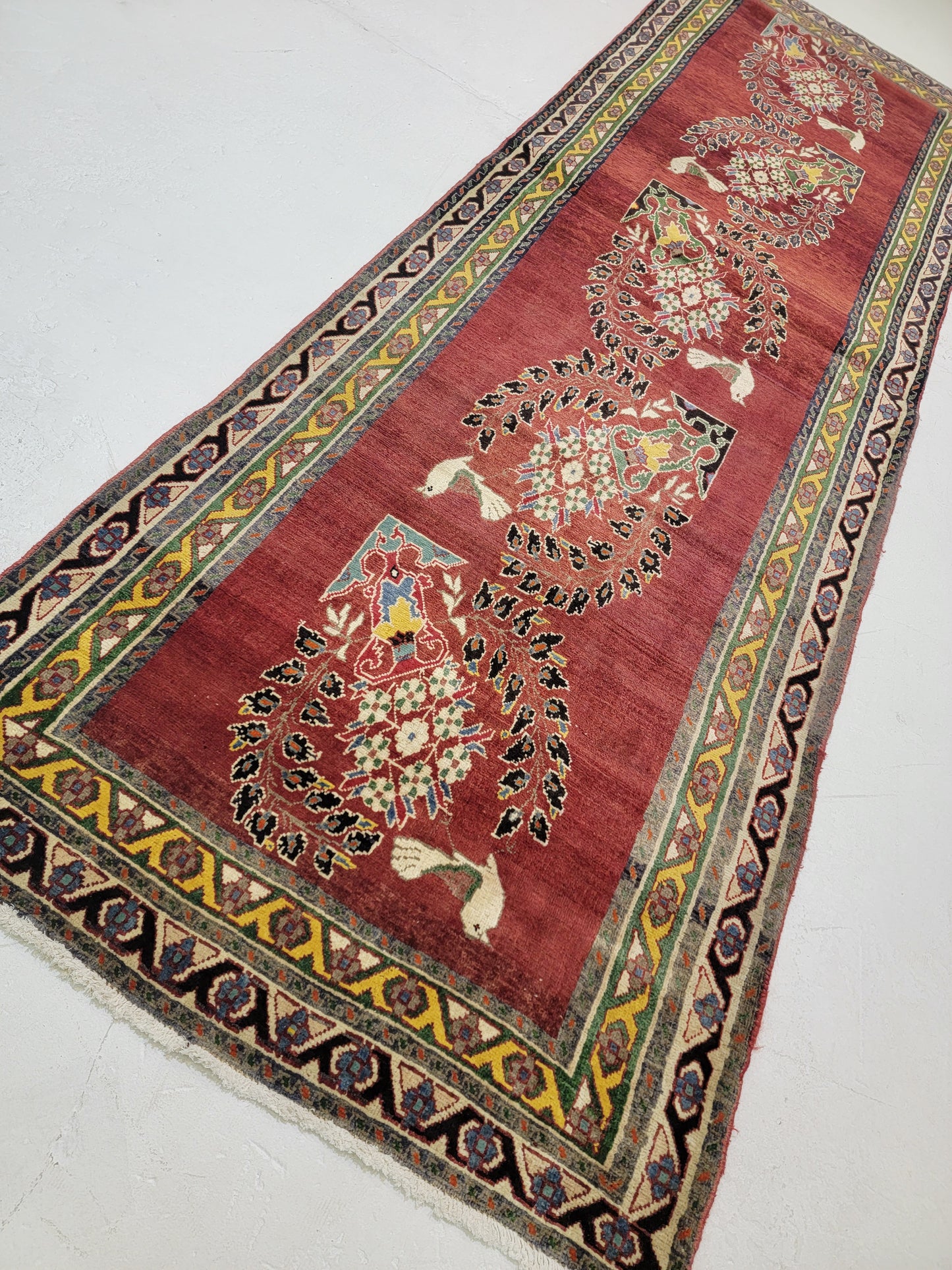 Antique Hand-Knotted Wool Runner Bijar 3'3" x 10'2"