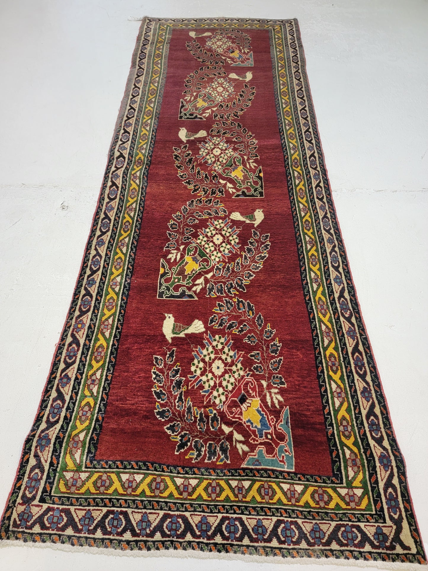 Antique Hand-Knotted Wool Runner Bijar 3'3" x 10'2"