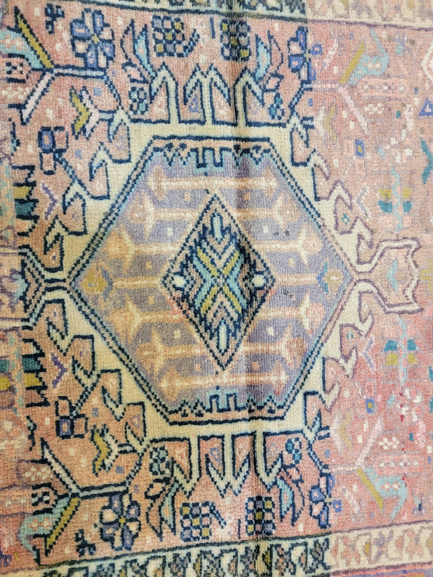Antique Hand-Knotted Wool Runner Heriz Karajeh 3' x 11'5"