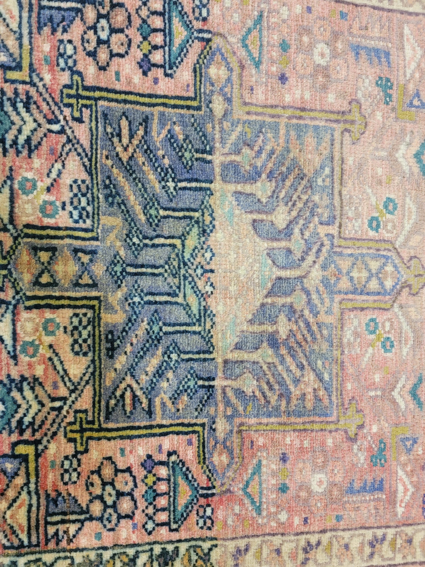 Antique Hand-Knotted Wool Runner Heriz Karajeh 3' x 11'5"