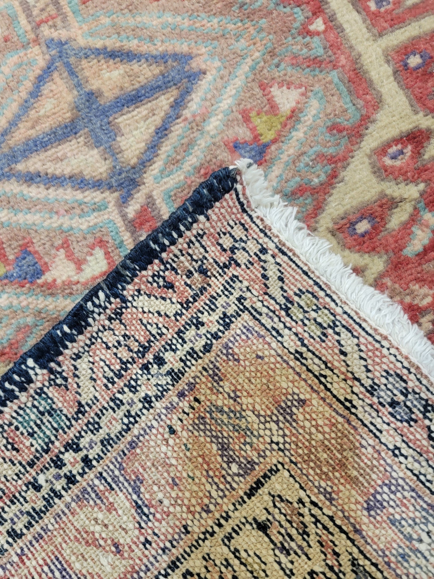 Antique Hand-Knotted Wool Runner Heriz Karajeh 3' x 11'5"