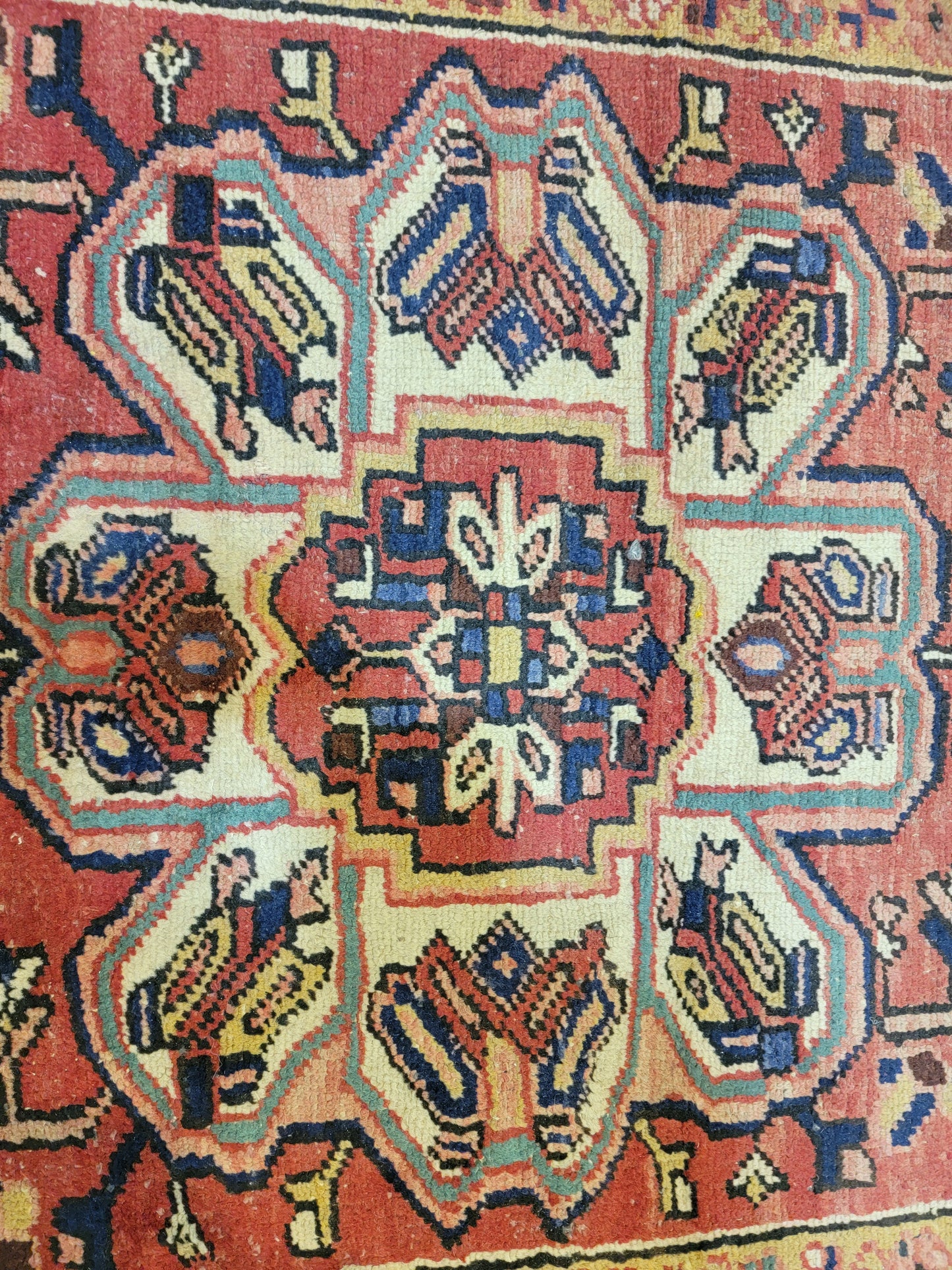 Antique Hand-Knotted Wool Runner Heriz Ahar 3'6" x 10'1"