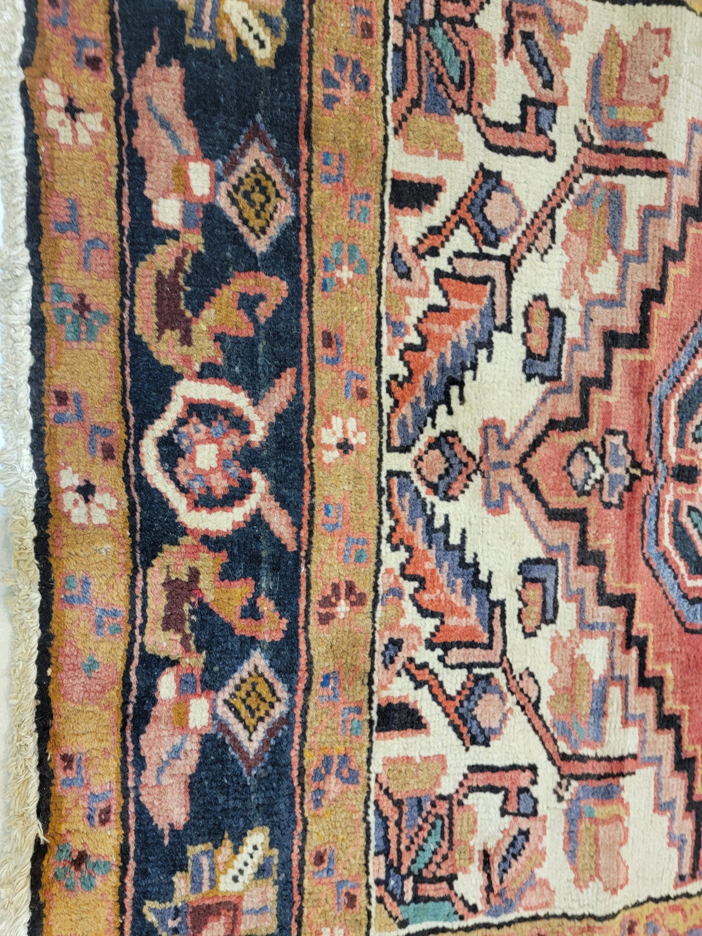 Antique Hand-Knotted Wool Runner Heriz Ahar 3'6" x 10'1"