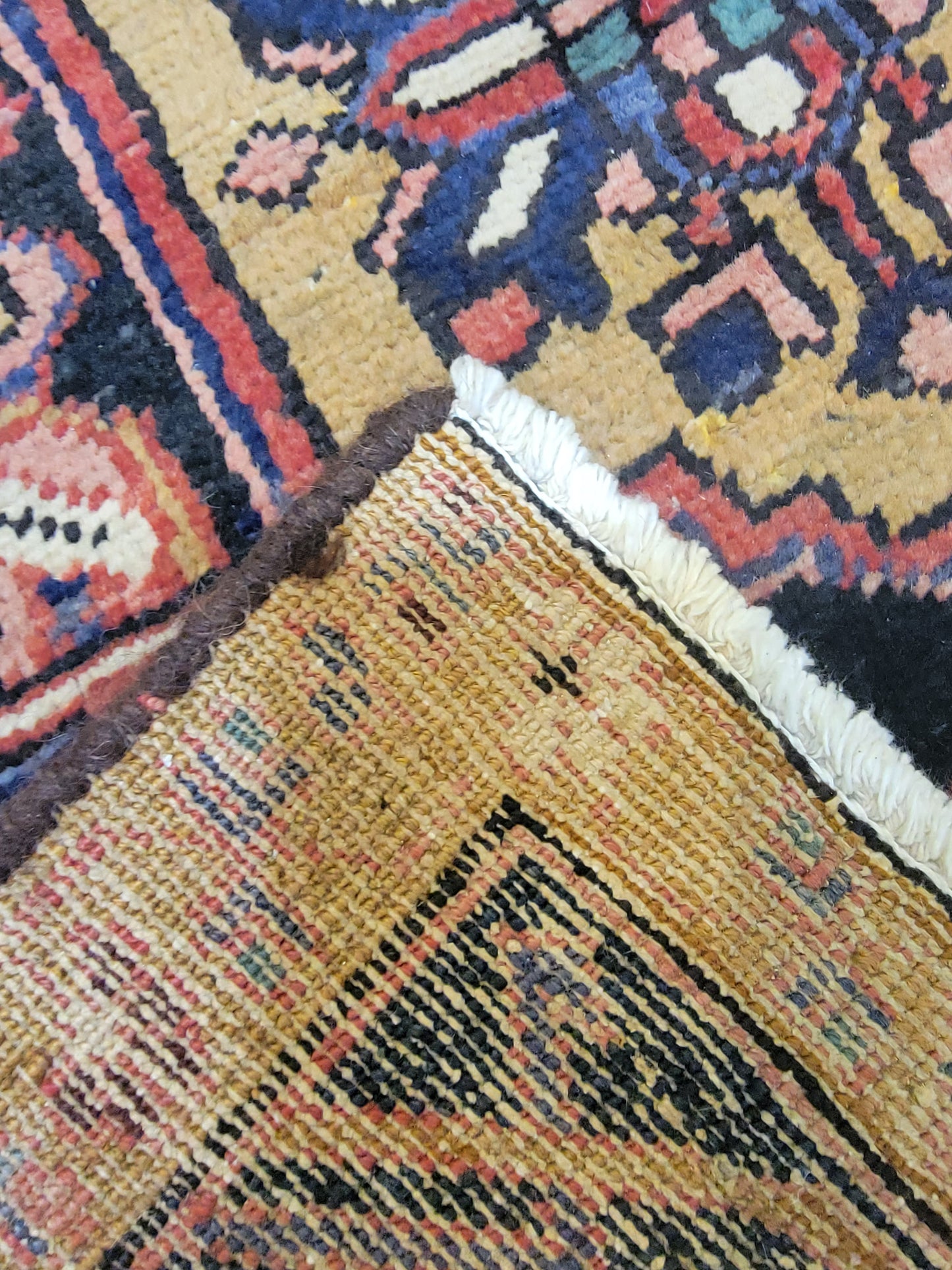 Antique Hand-Knotted Wool Runner Heriz Ahar 3'6" x 10'1"