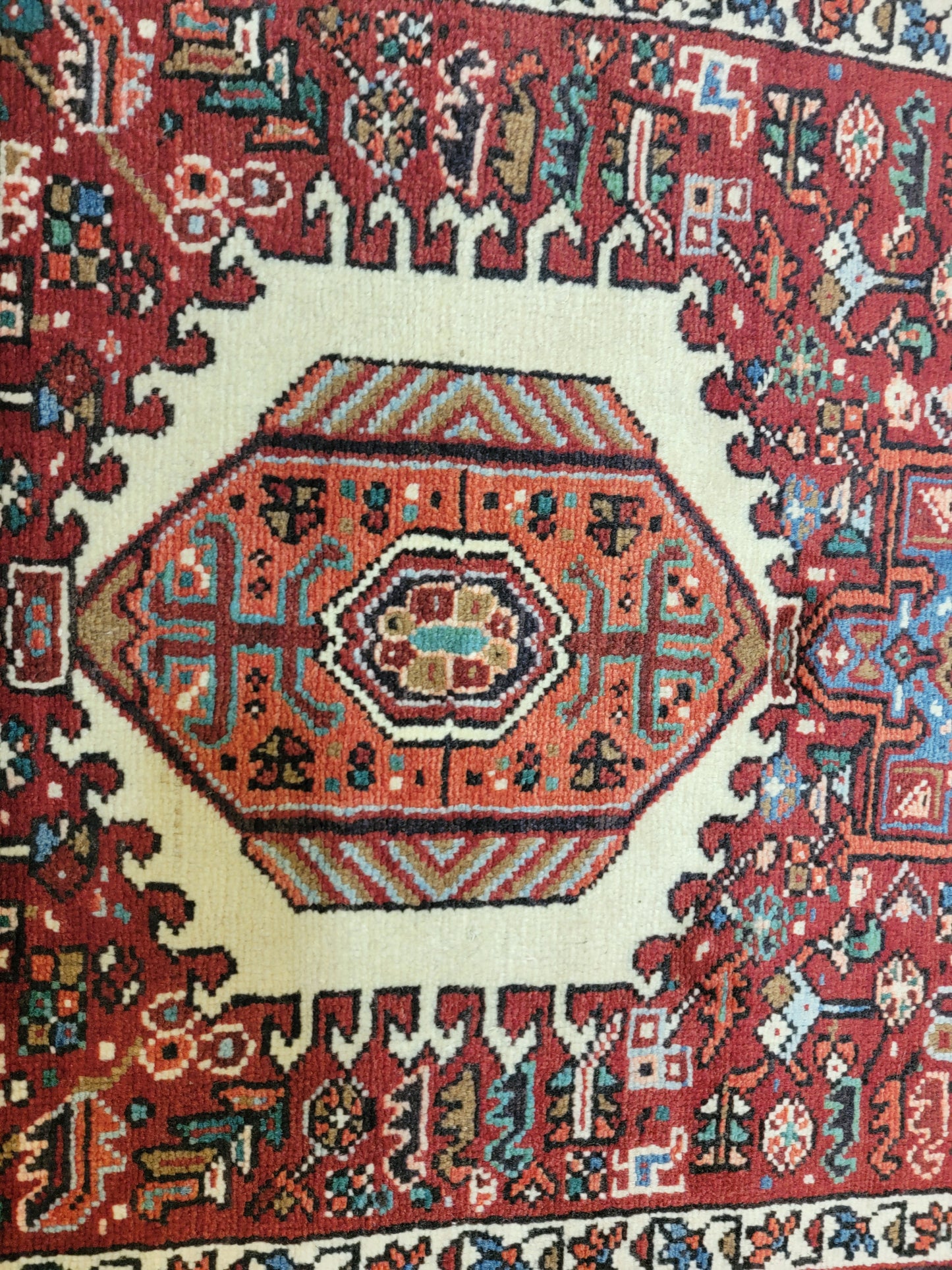 Antique Hand-Knotted Wool Runner Heriz Karajeh 3'7" x 11'7"