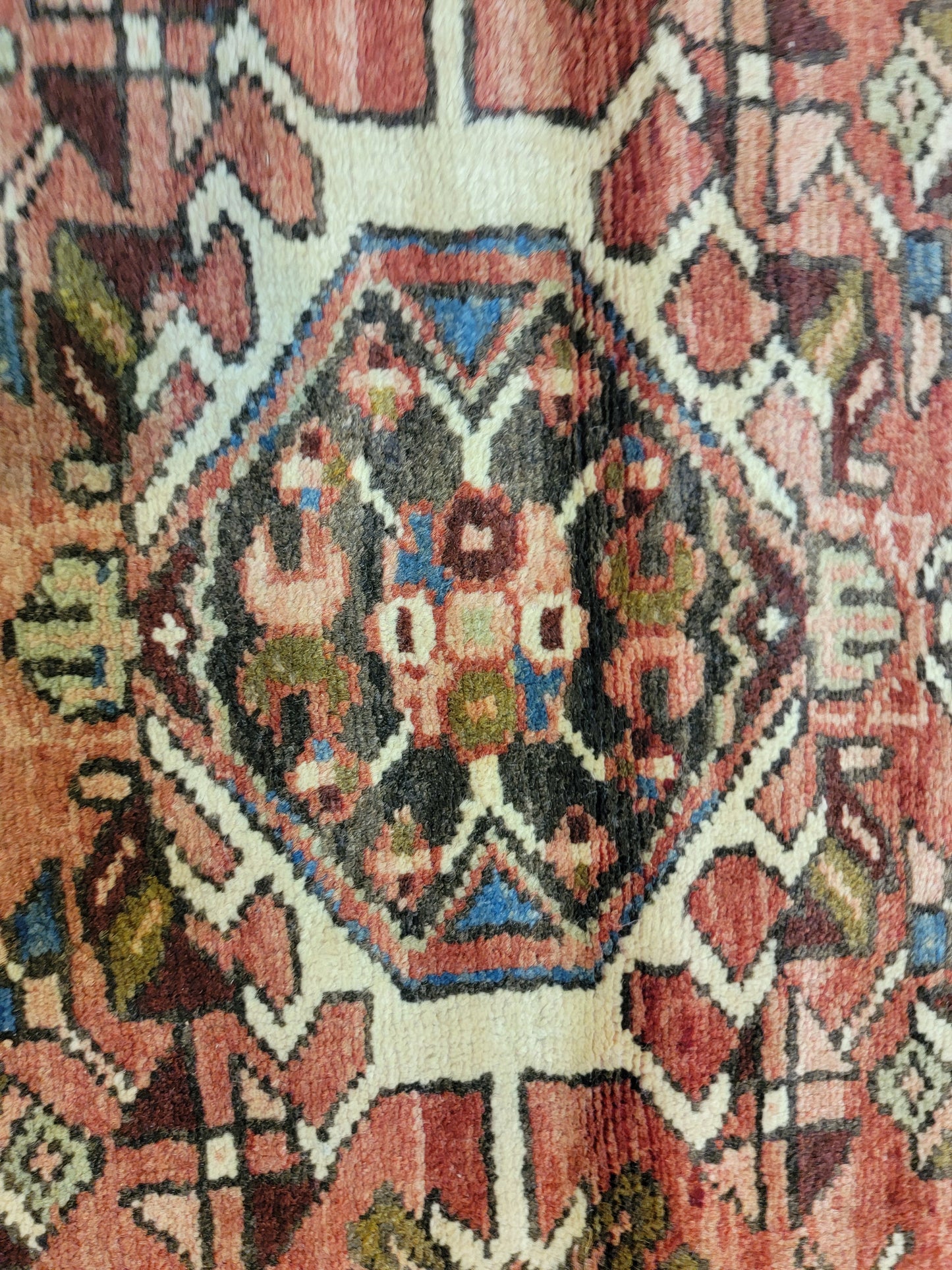 Antique Hand-Knotted Wool Runner Heriz Karajeh 3'2" x 11'9"