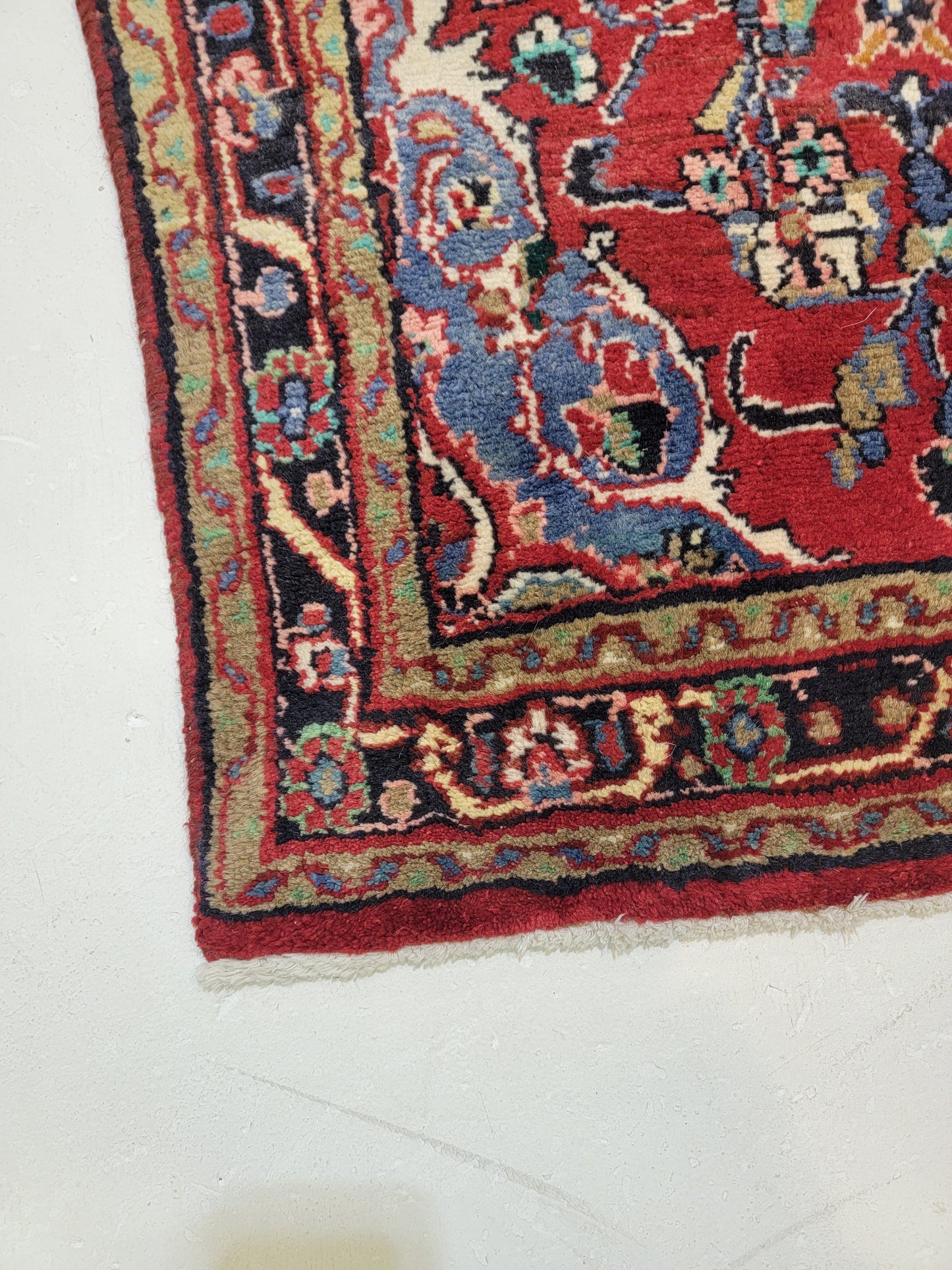 Antique Hand-Knotted Wool Runner Sarouk 2'6" x 9'4"
