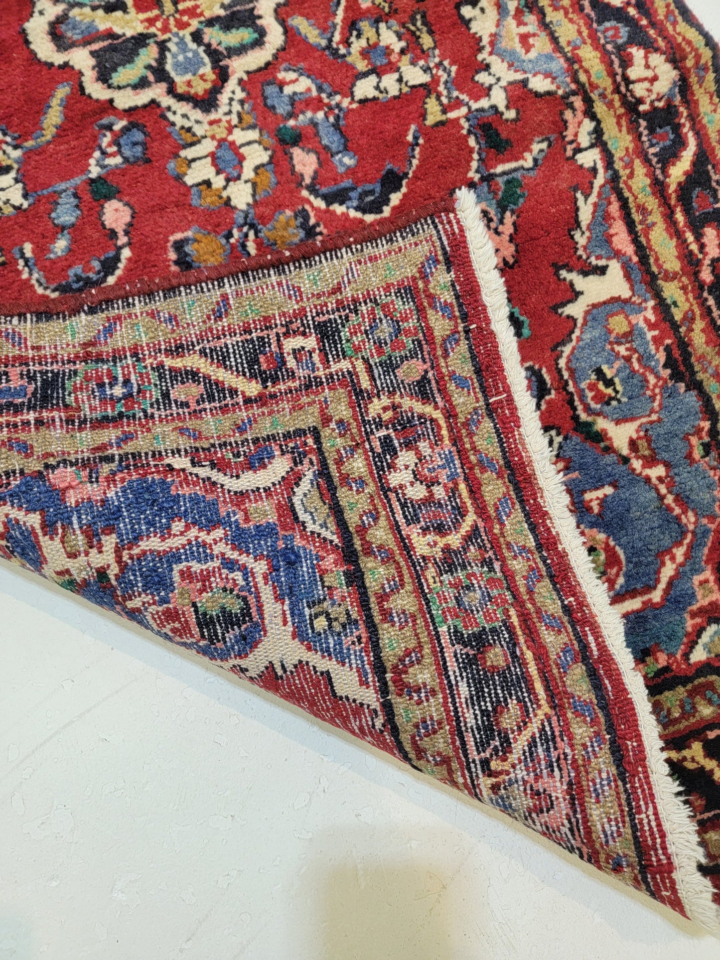 Antique Hand-Knotted Wool Runner Sarouk 2'6" x 9'4"