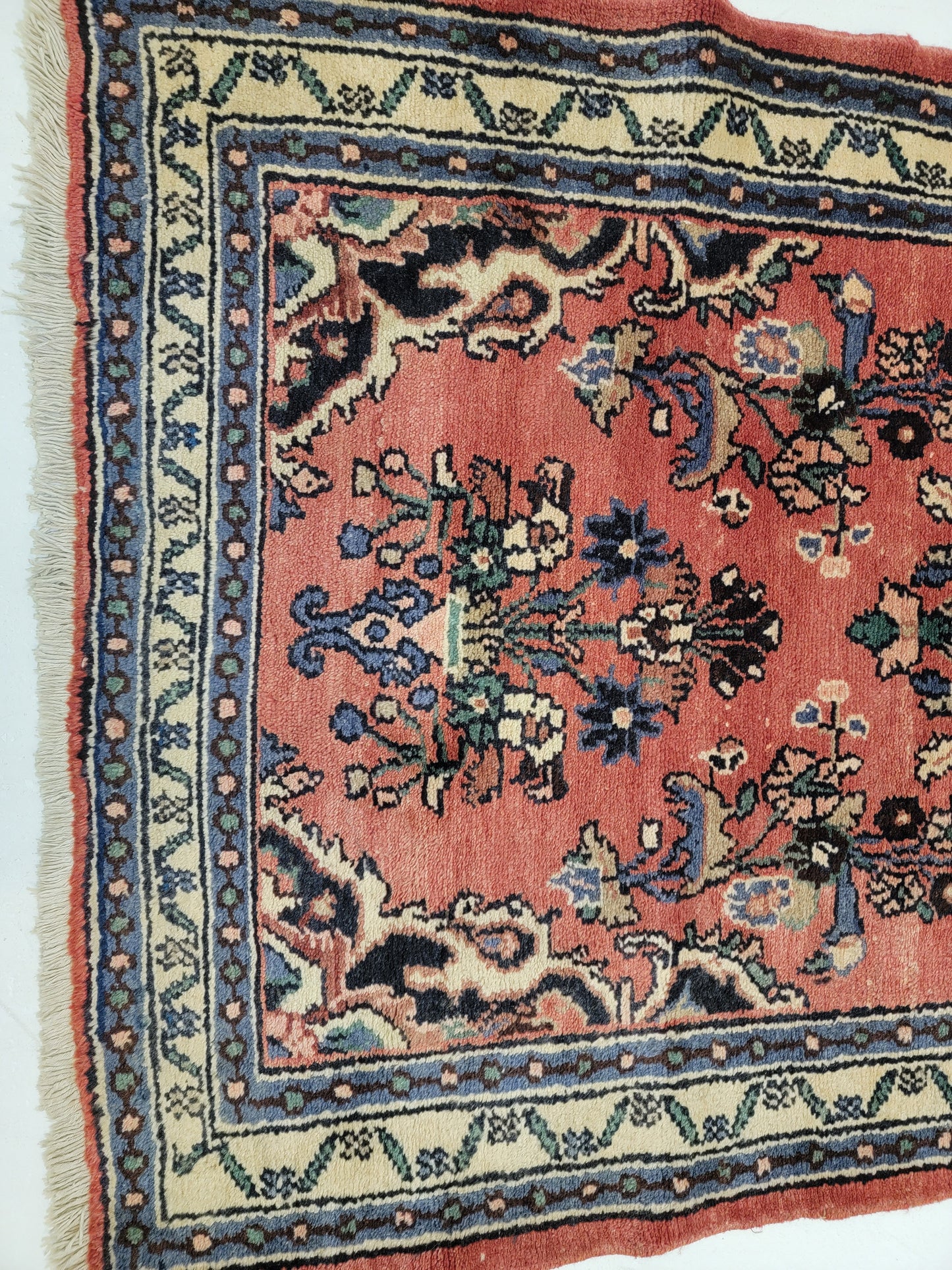 Antique Hand-Knotted Wool Runner Lilian 3'5" x 10'2"
