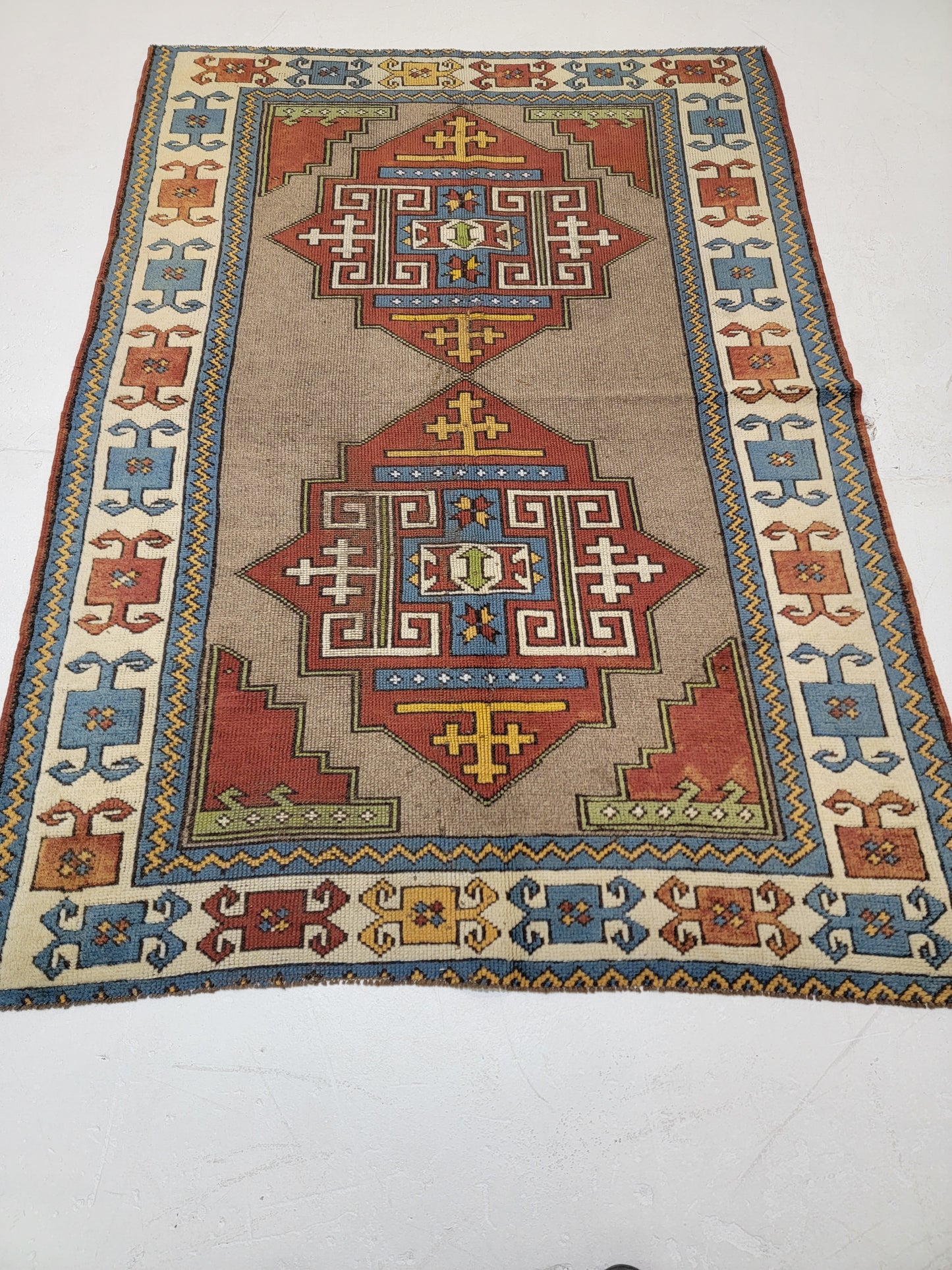 Hand-Knotted Wool Area Rug Turkish Anatolian Konya 4'7" x 6'6"
