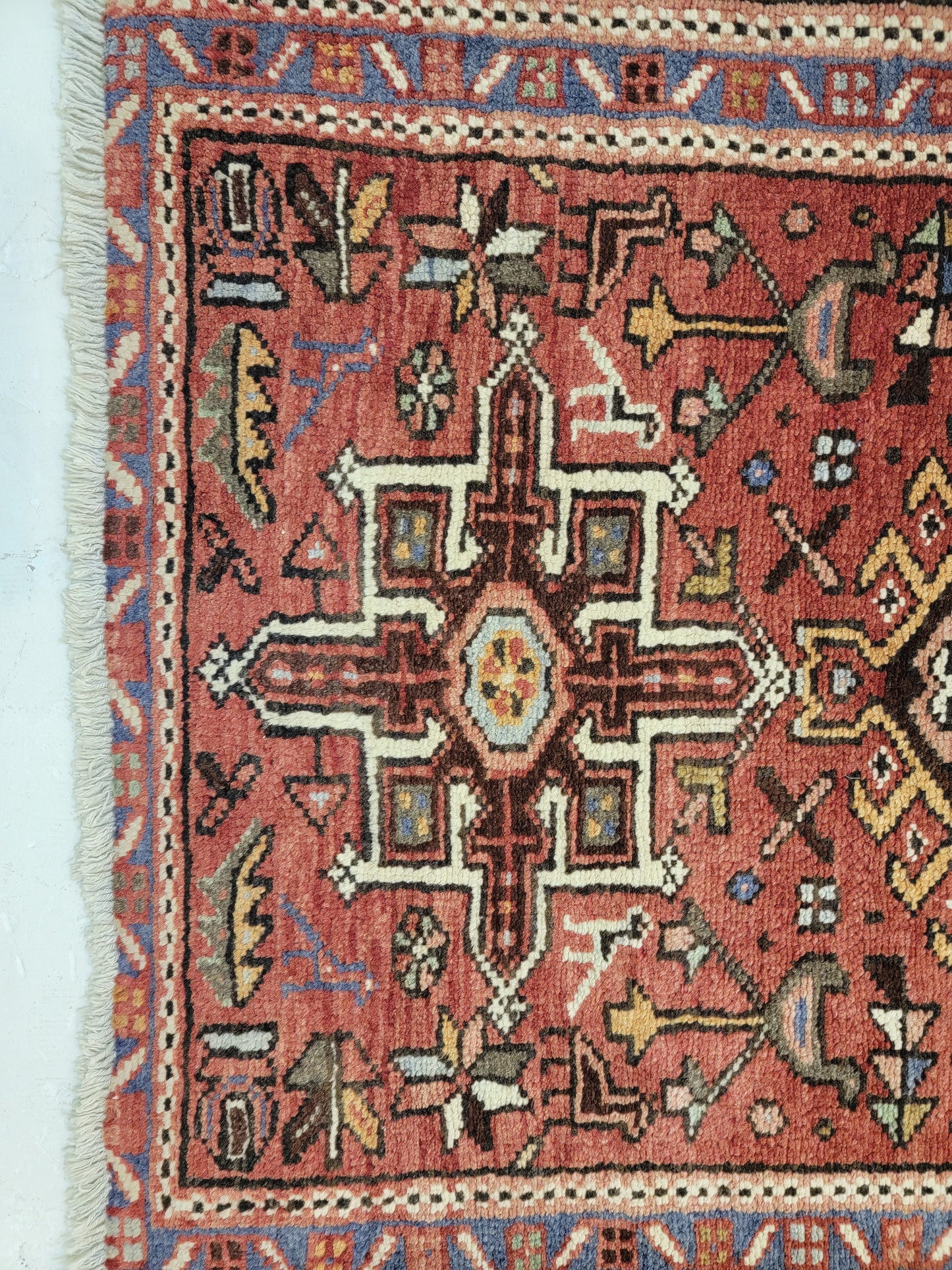Antique Hand-Knotted Wool Runner Heriz Karajeh 2'5" x 13'3"