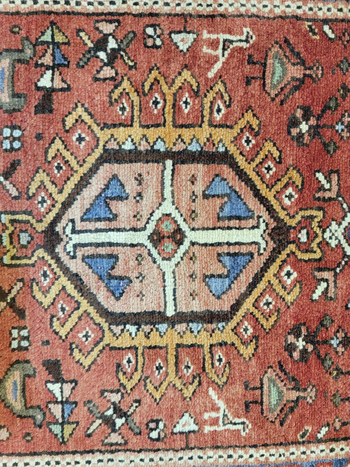 Antique Hand-Knotted Wool Runner Heriz Karajeh 2'5" x 13'3"