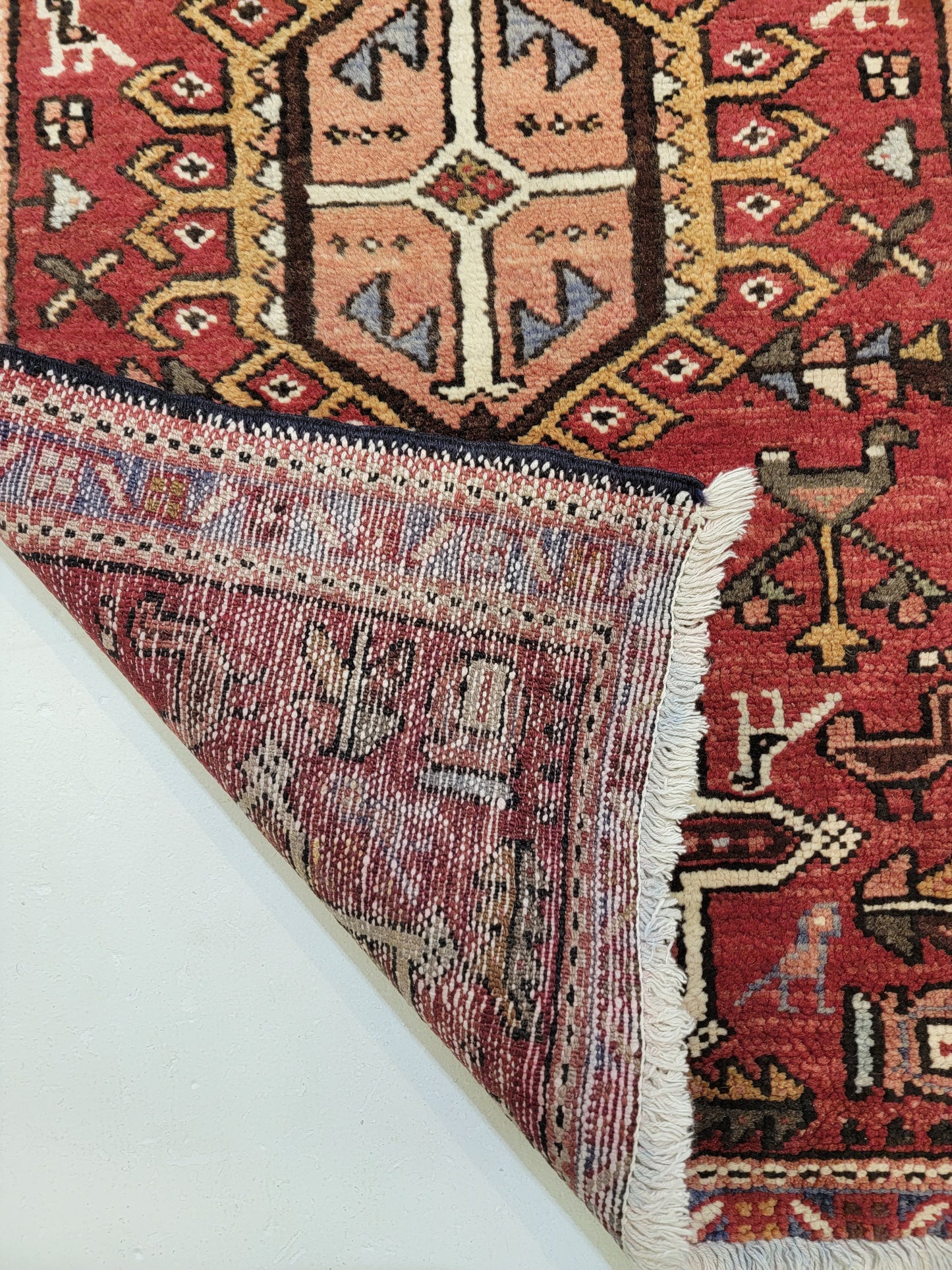 Antique Hand-Knotted Wool Runner Heriz Karajeh 2'5" x 13'3"
