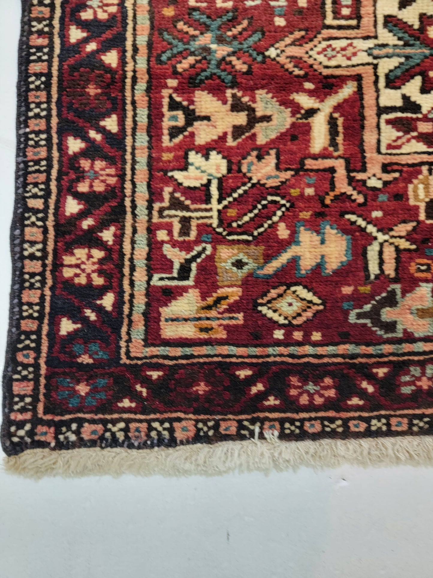 Antique Hand-Knotted Wool Runner Heriz Karajeh 2'9" x 14'4"
