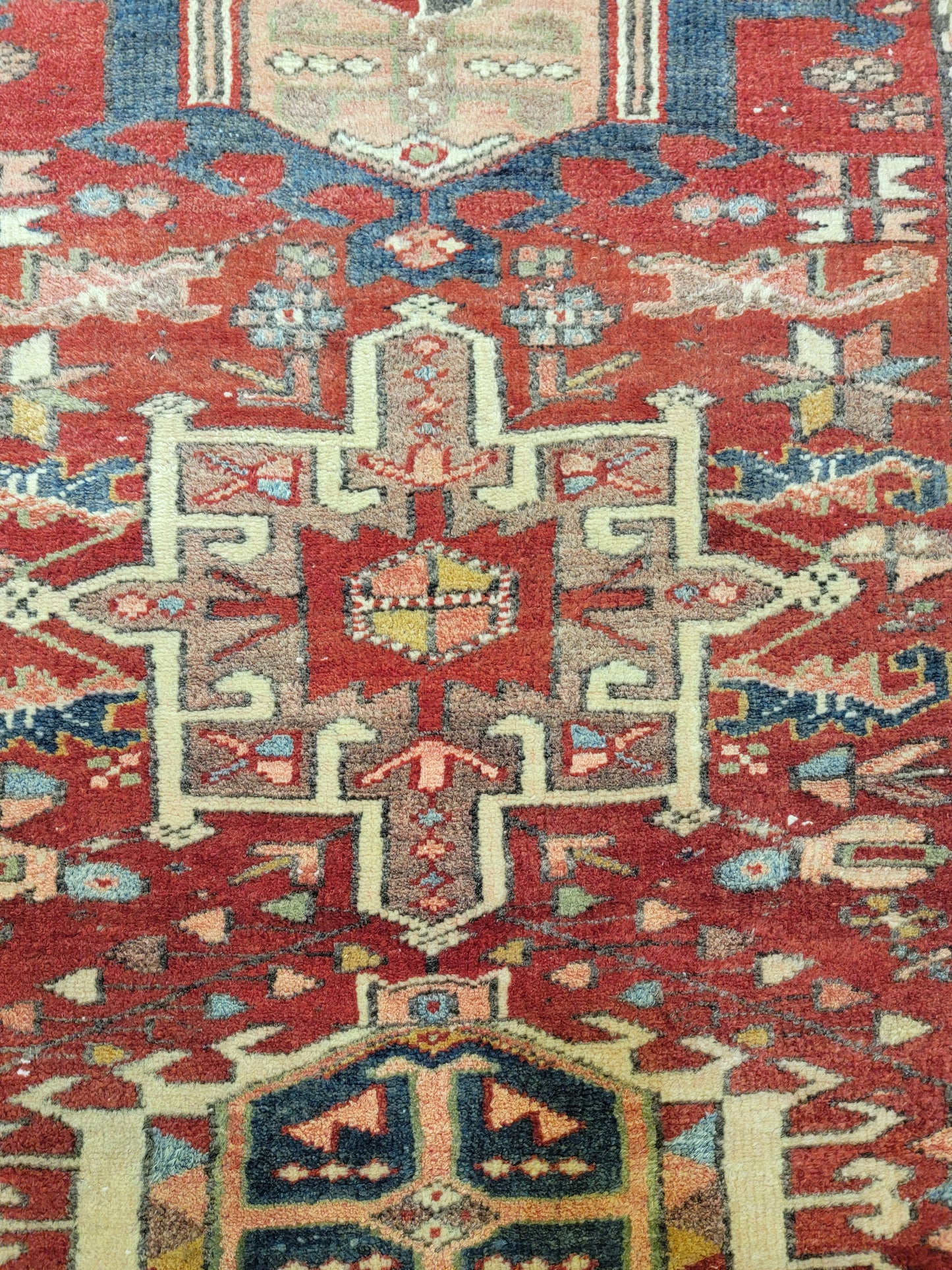 Antique Hand-Knotted Wool Runner Heriz Karajeh 2'9" x 14'10"