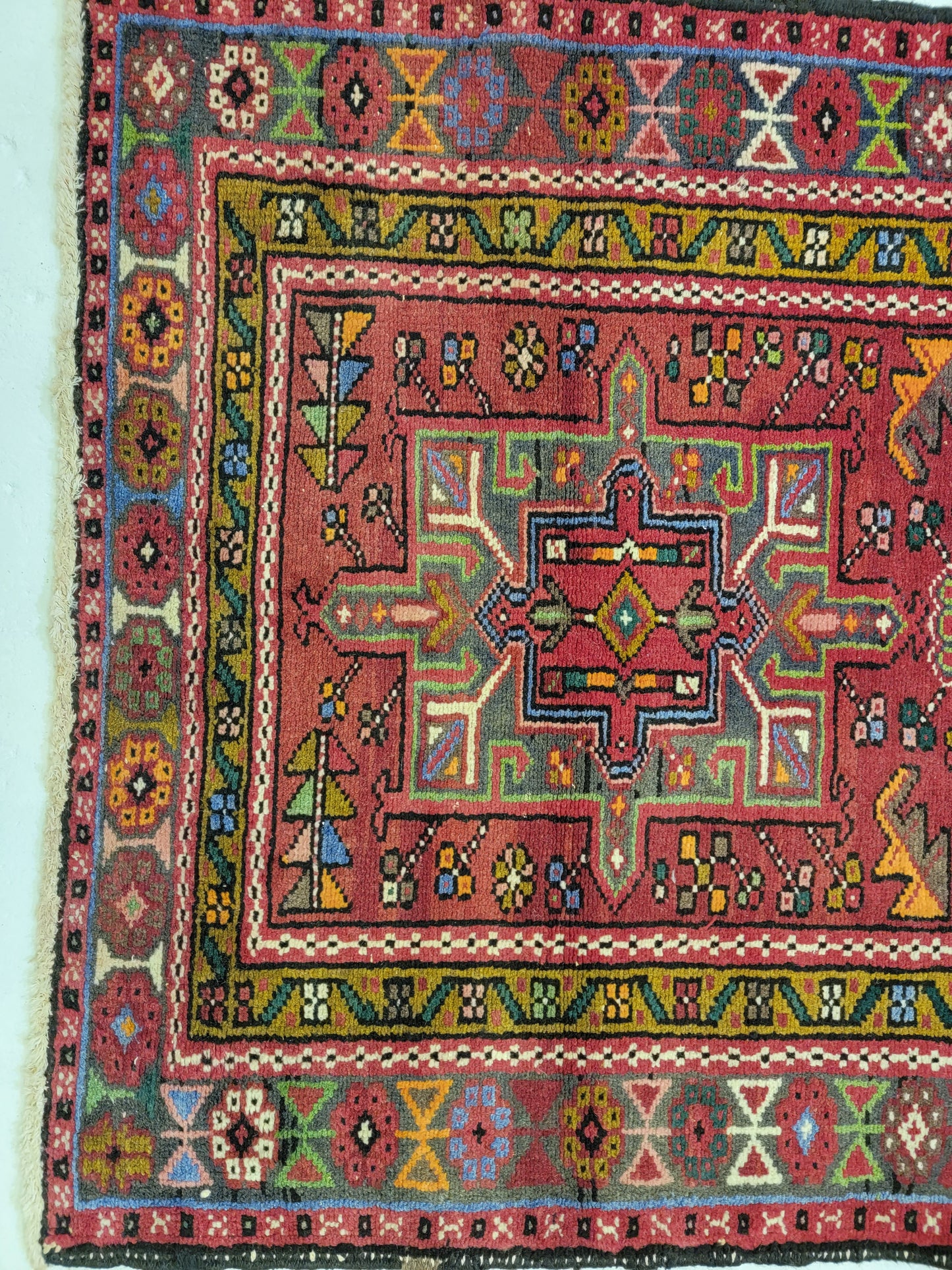 Antique Hand-Knotted Wool Runner Heriz Karajeh 2'10" x 18'11"