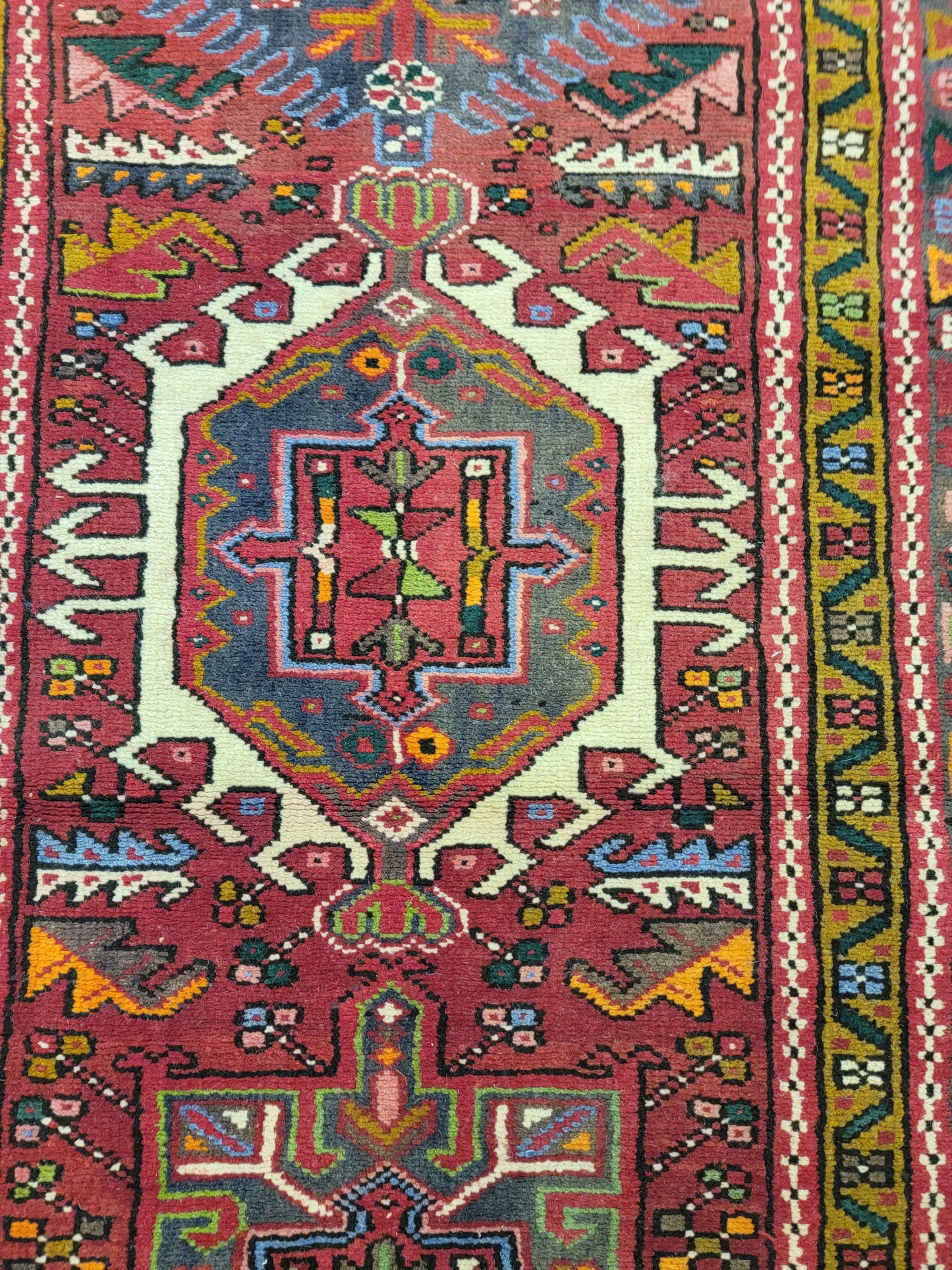 Antique Hand-Knotted Wool Runner Heriz Karajeh 2'10" x 18'11"