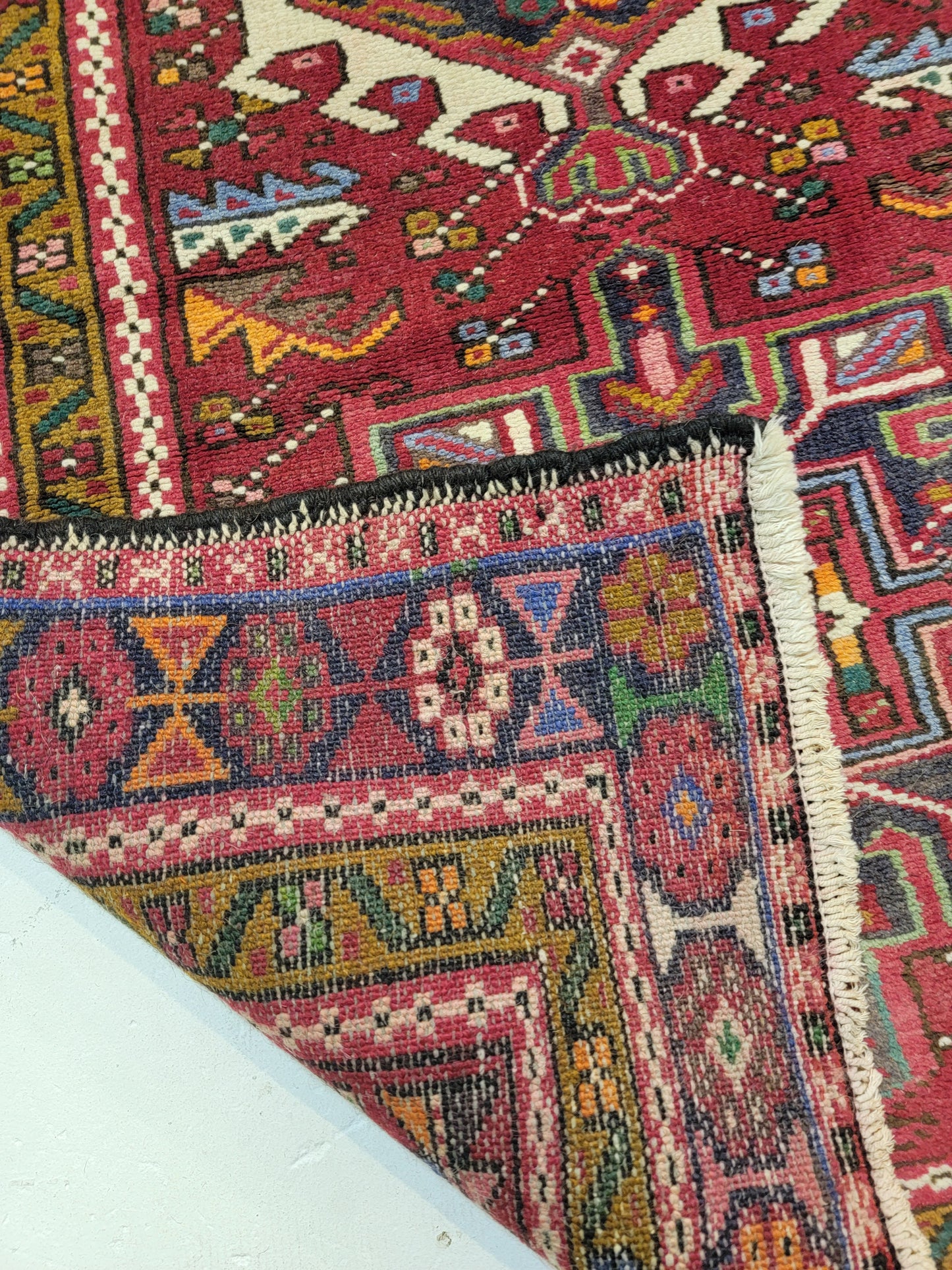 Antique Hand-Knotted Wool Runner Heriz Karajeh 2'10" x 18'11"