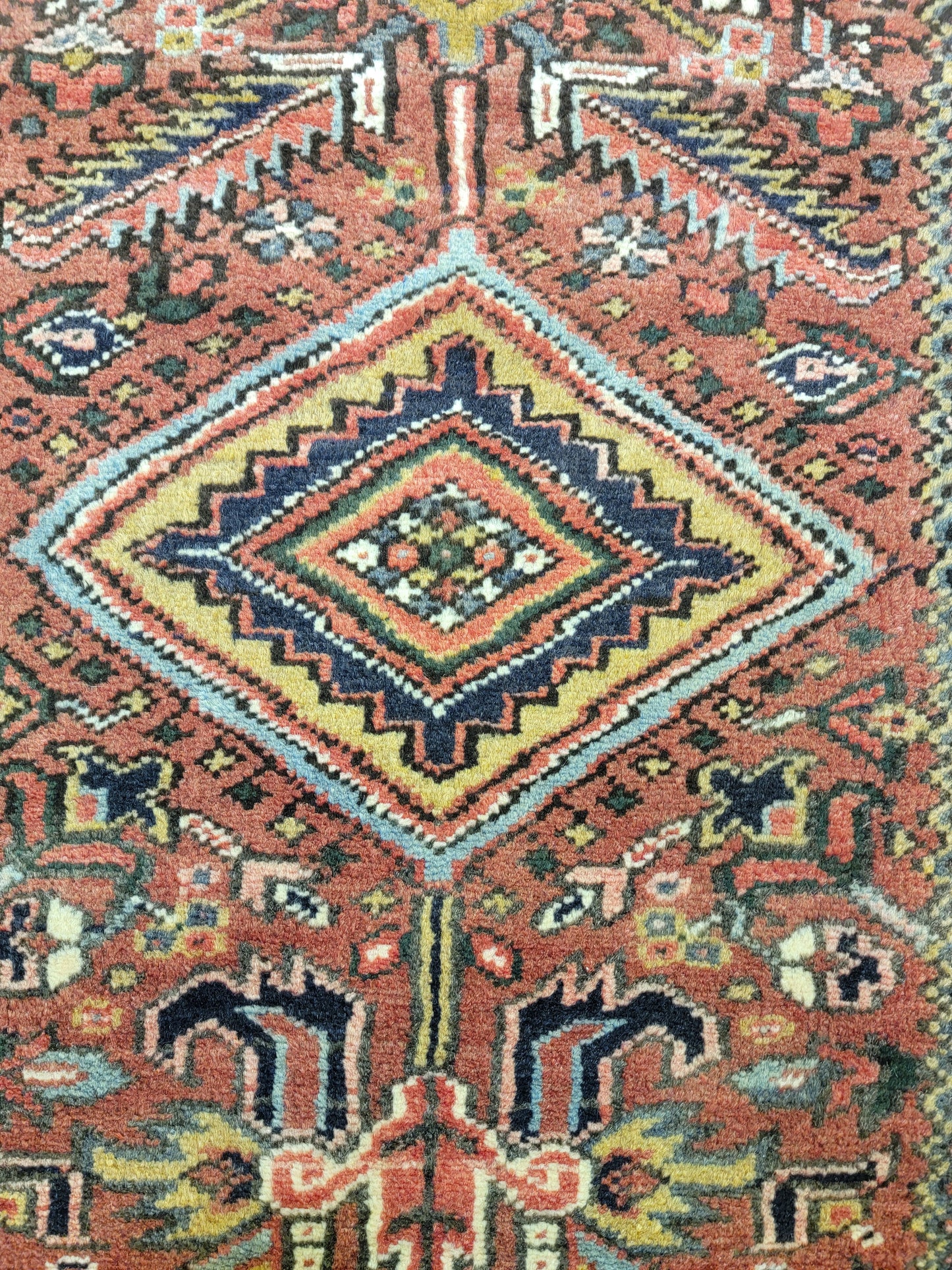 Antique Hand-Knotted Wool Runner Heriz Karajeh 3'7" x 15'11"