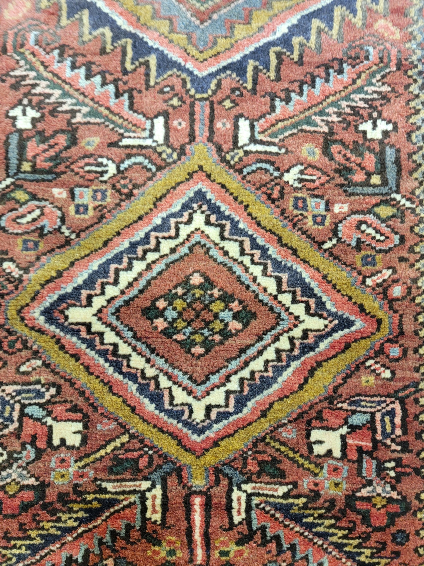 Antique Hand-Knotted Wool Runner Heriz Karajeh 3'7" x 15'11"
