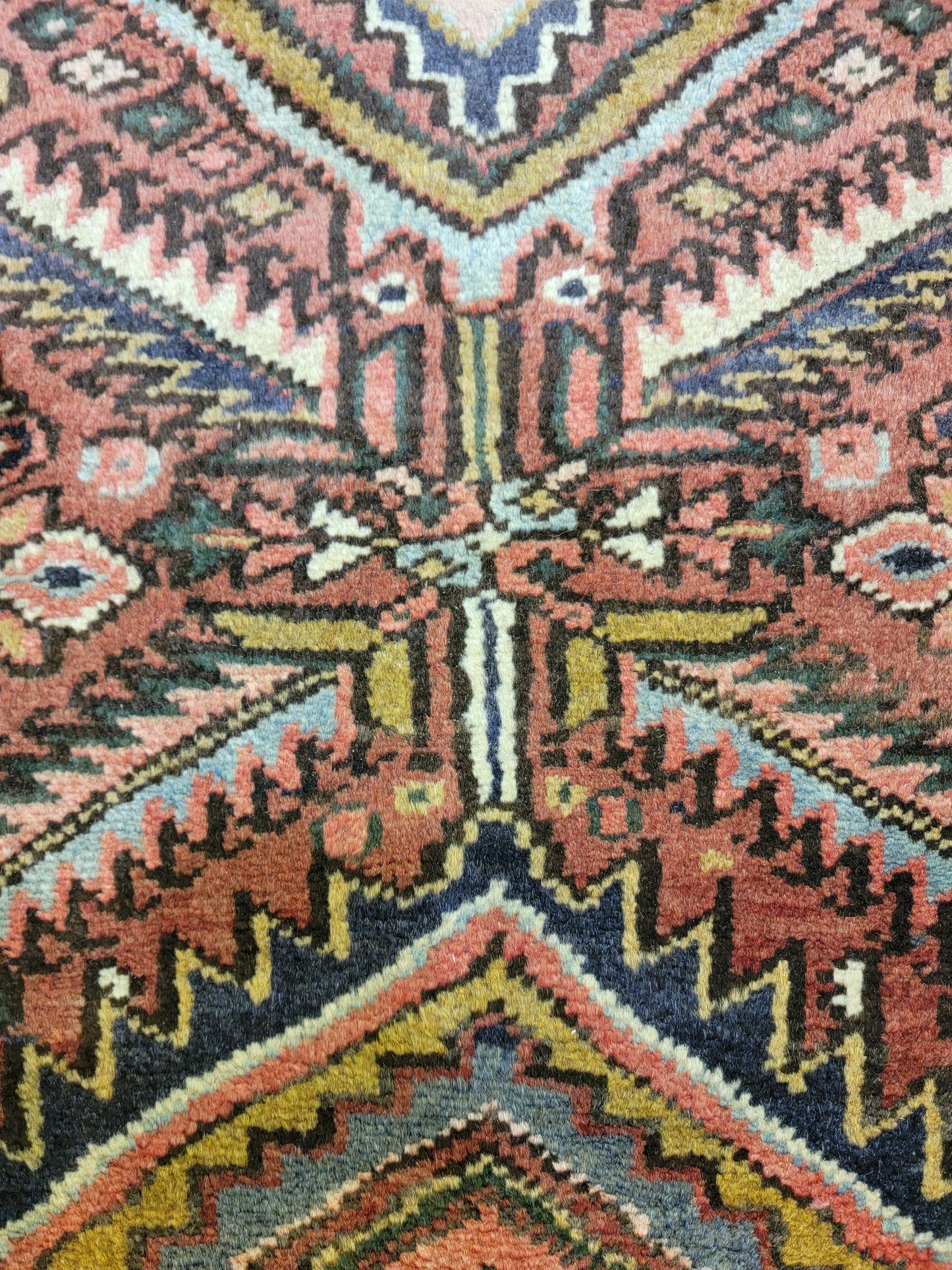 Antique Hand-Knotted Wool Runner Heriz Karajeh 3'7" x 15'11"