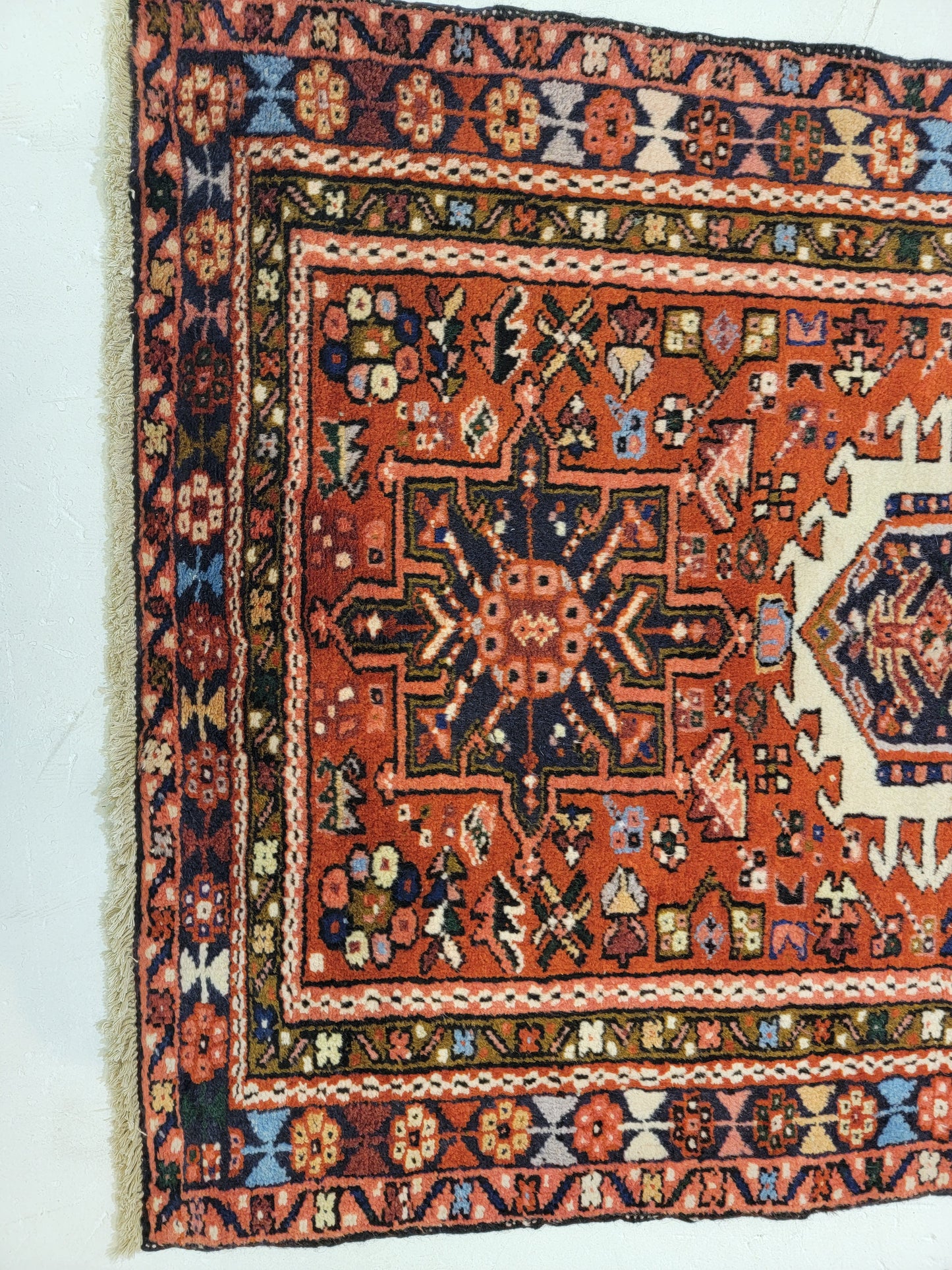 Antique Hand-Knotted Wool Runner Heriz Karajeh 2'10" x 15'8"