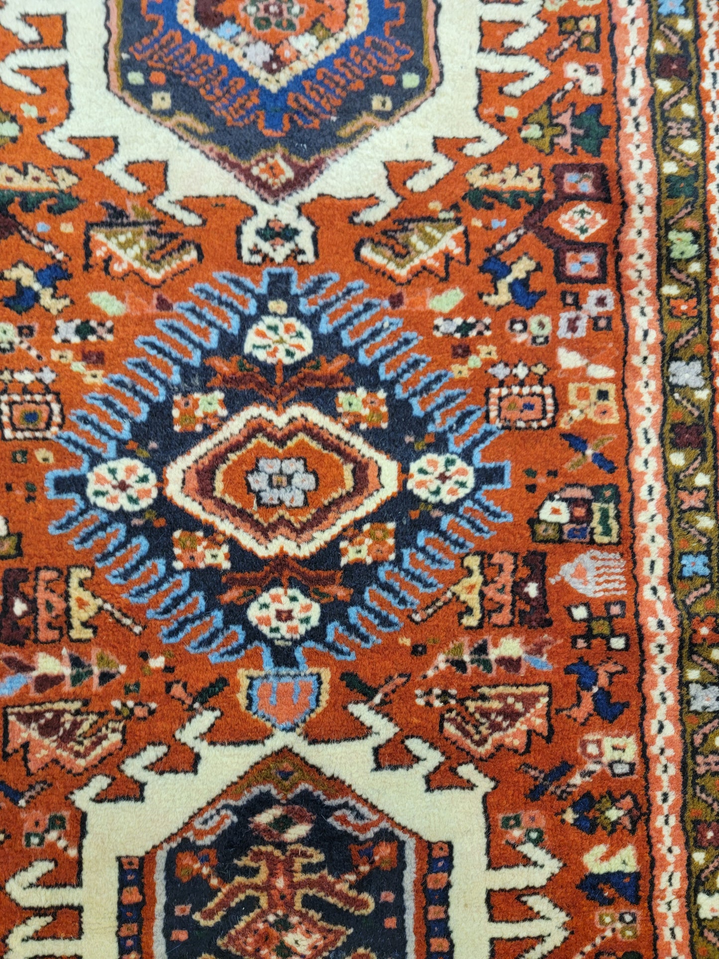 Antique Hand-Knotted Wool Runner Heriz Karajeh 2'10" x 15'8"