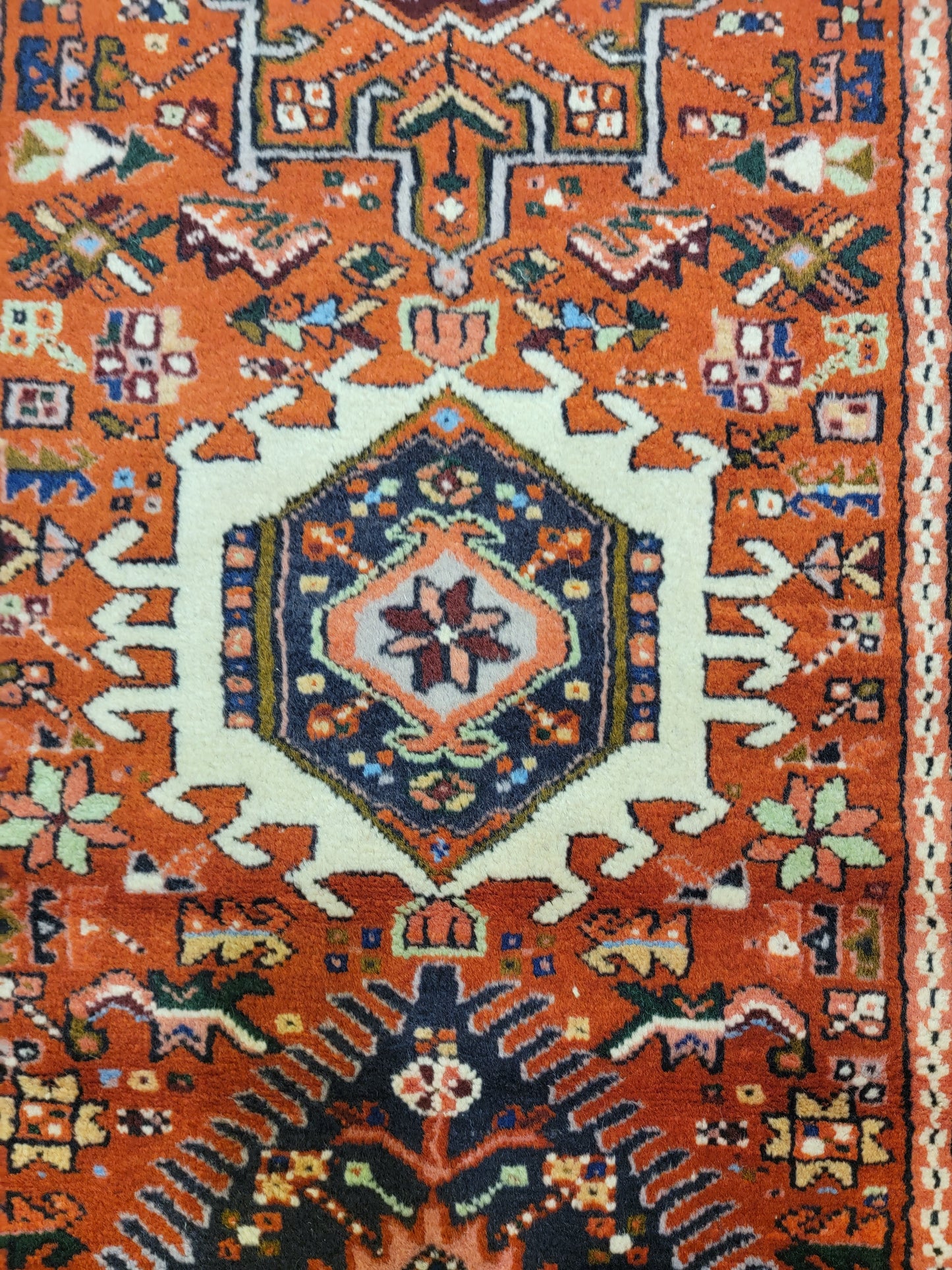 Antique Hand-Knotted Wool Runner Heriz Karajeh 2'10" x 15'8"