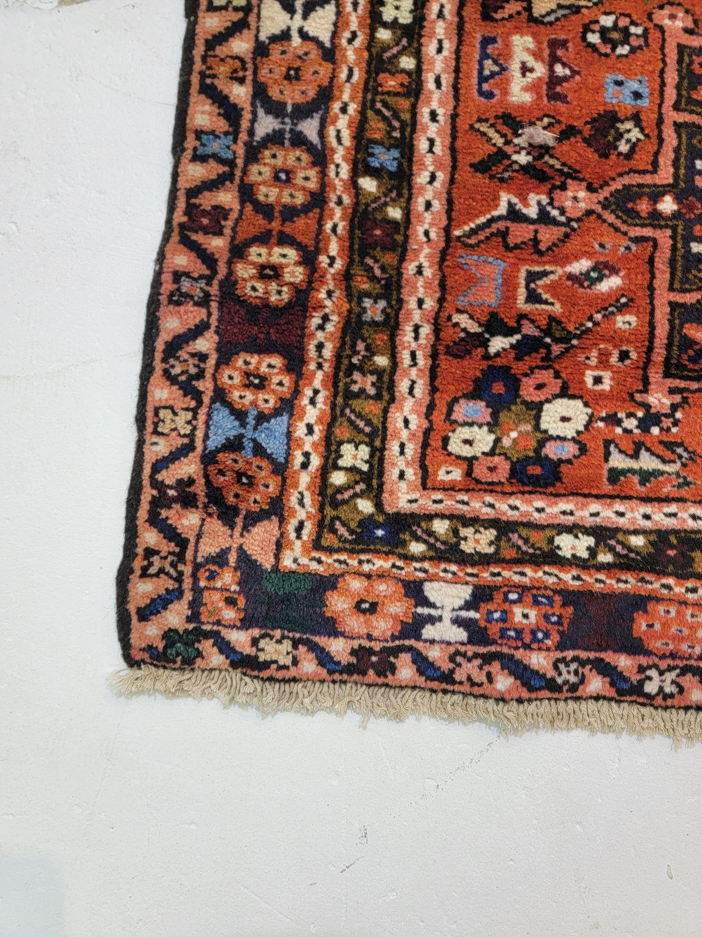 Antique Hand-Knotted Wool Runner Heriz Karajeh 2'10" x 15'8"
