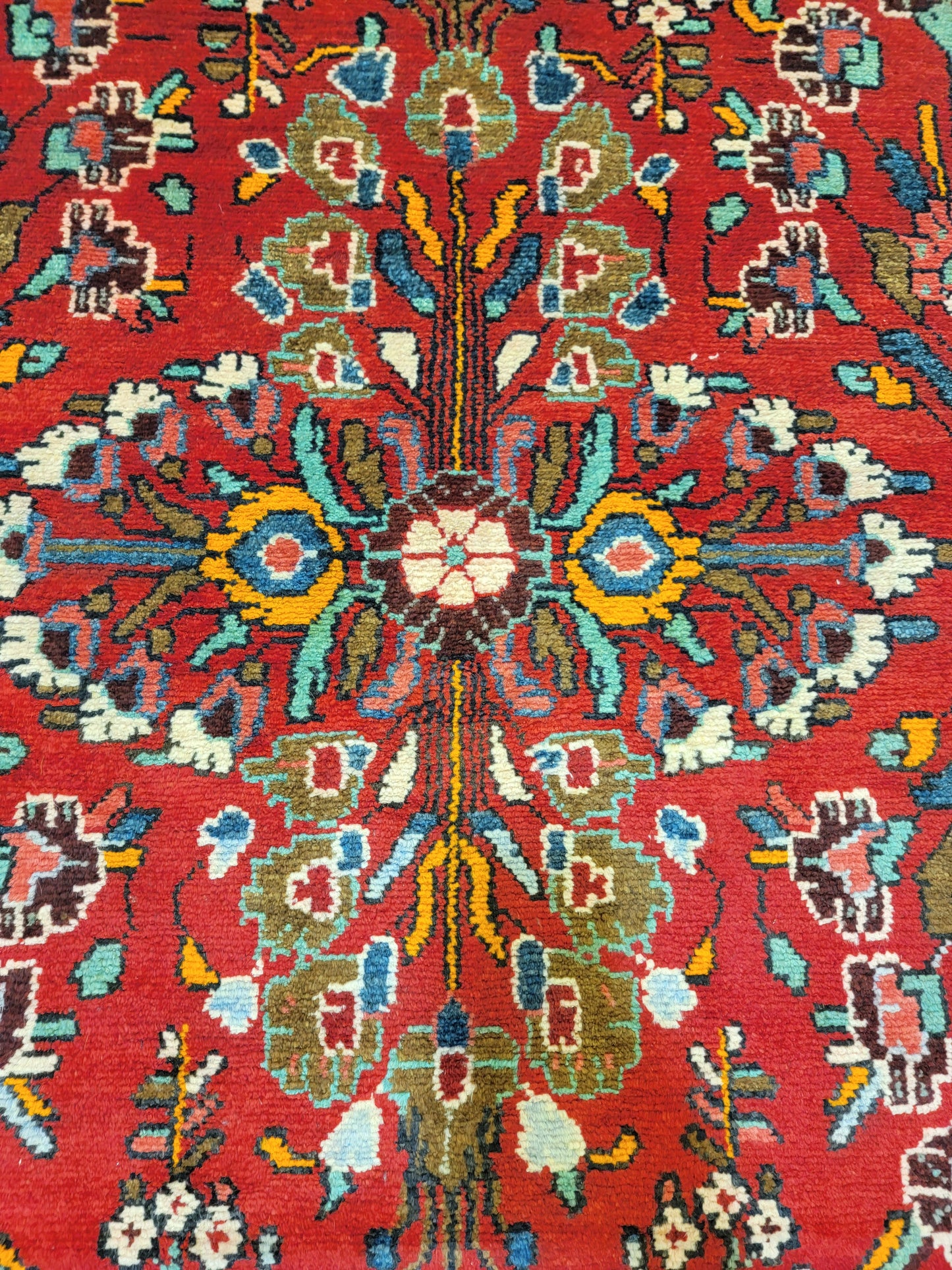 Antique Hand-Knotted Wool Runner Hamedan Rudbar 3'6" x 13'8"