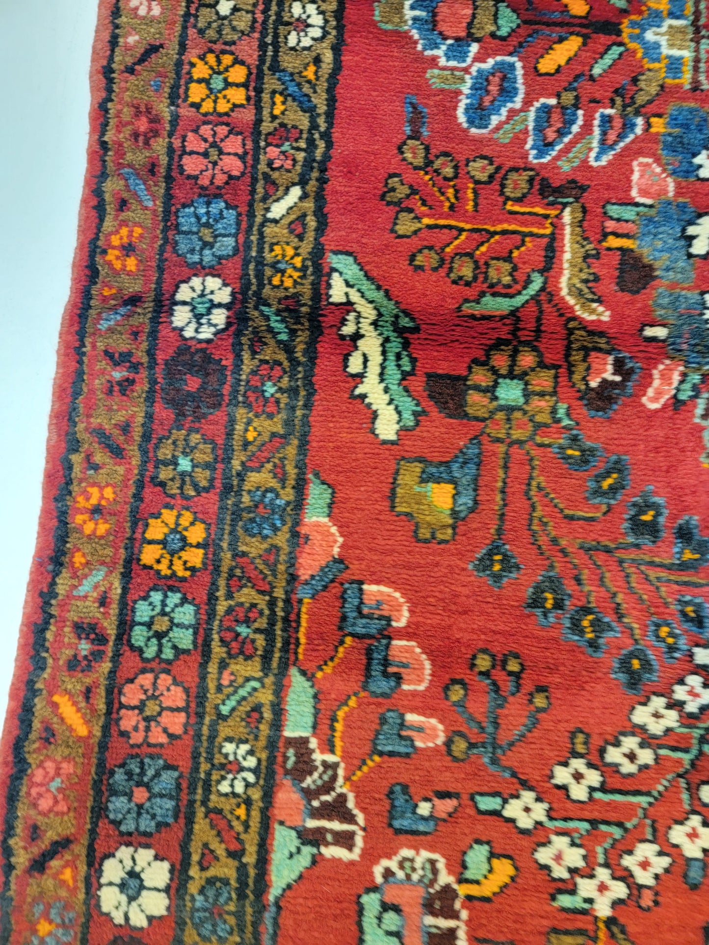 Antique Hand-Knotted Wool Runner Hamedan Rudbar 3'6" x 13'8"