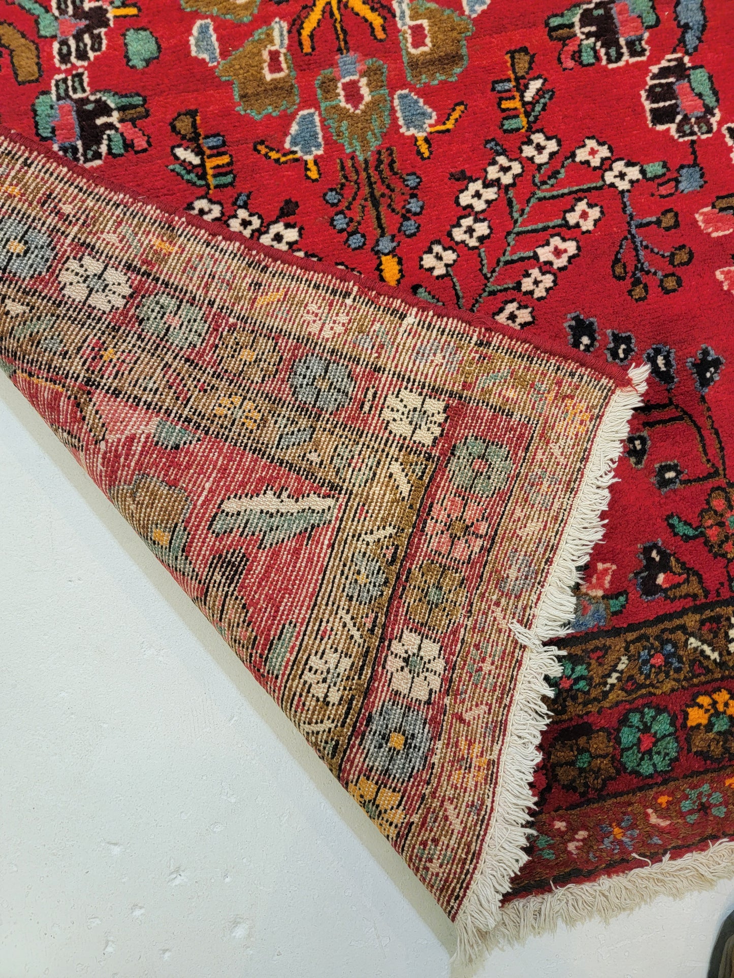Antique Hand-Knotted Wool Runner Hamedan Rudbar 3'6" x 13'8"