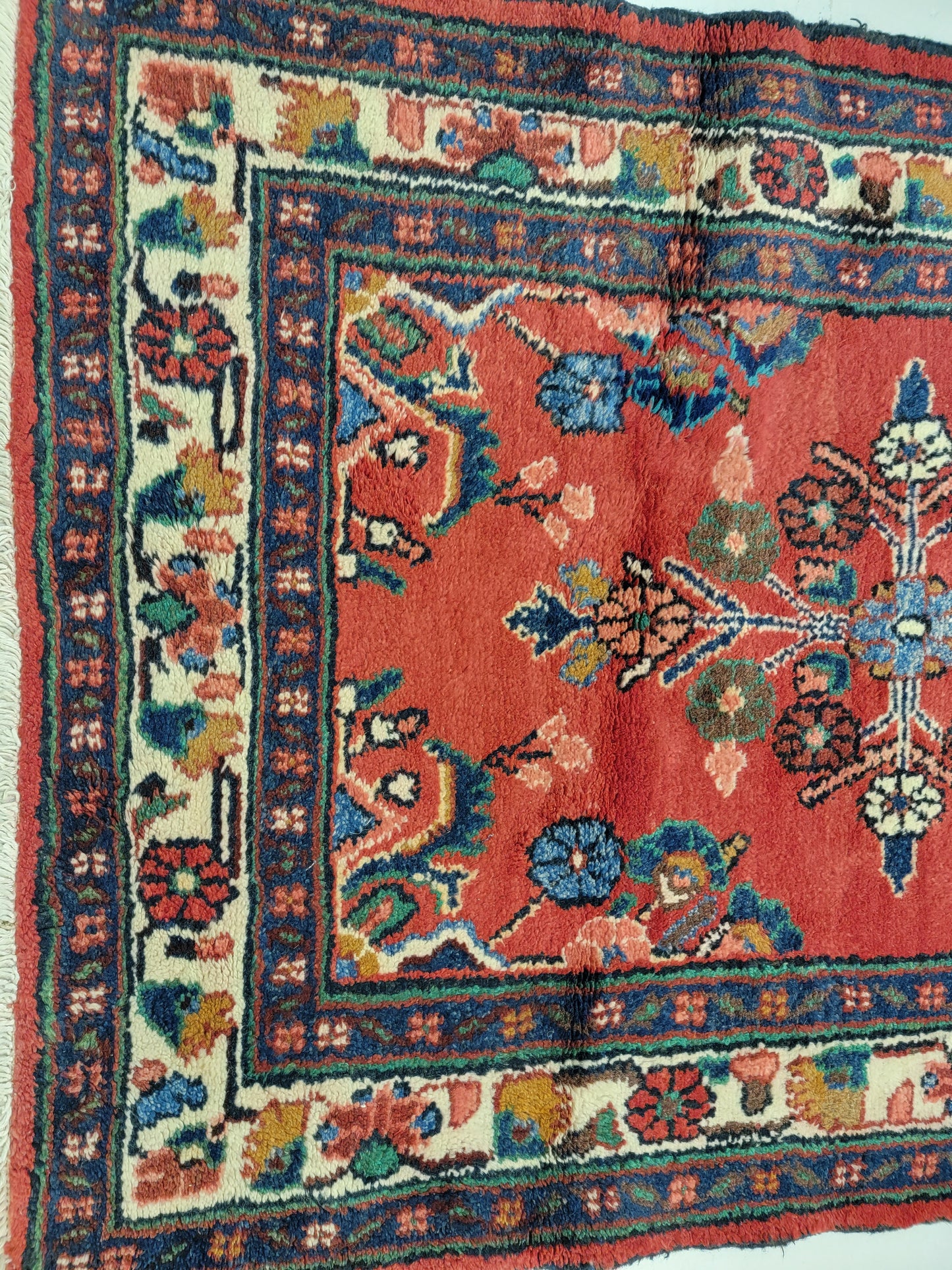 Antique Hand-Knotted Wool Runner Hamedan 3'6" x 16'7"