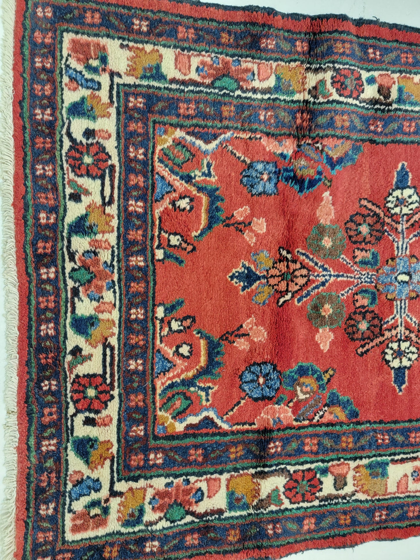 Antique Hand-Knotted Wool Runner Hamedan 3'6" x 16'7"