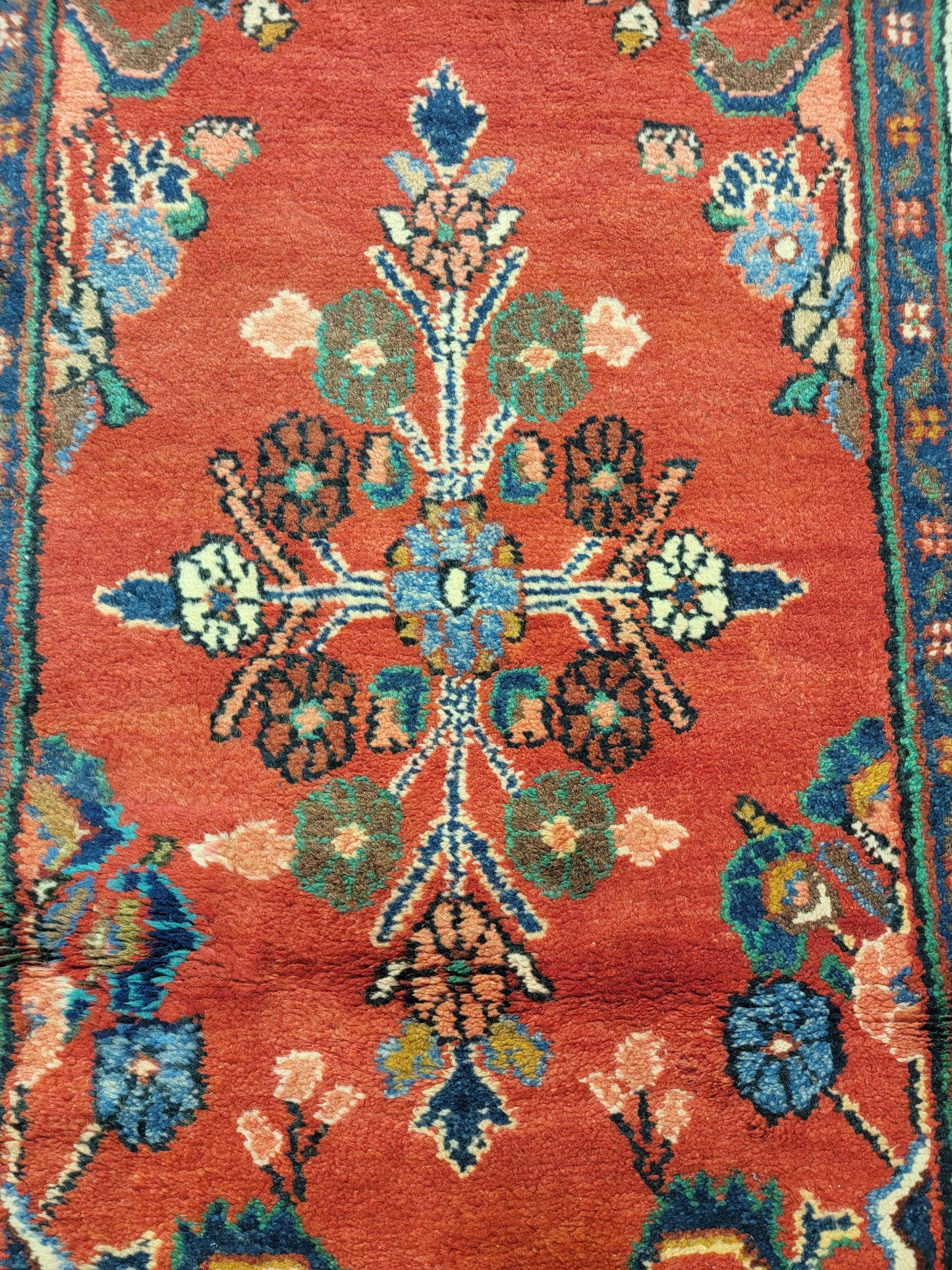 Antique Hand-Knotted Wool Runner Hamedan 3'6" x 16'7"