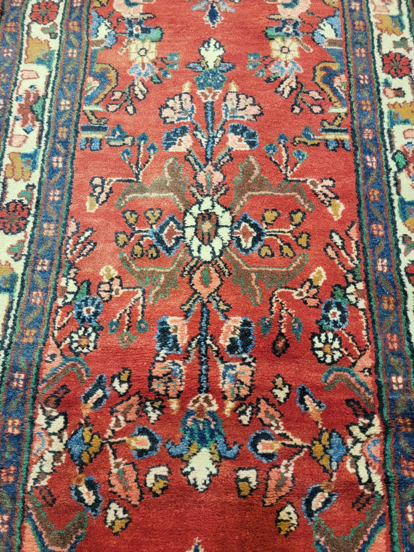 Antique Hand-Knotted Wool Runner Hamedan 3'6" x 16'7"