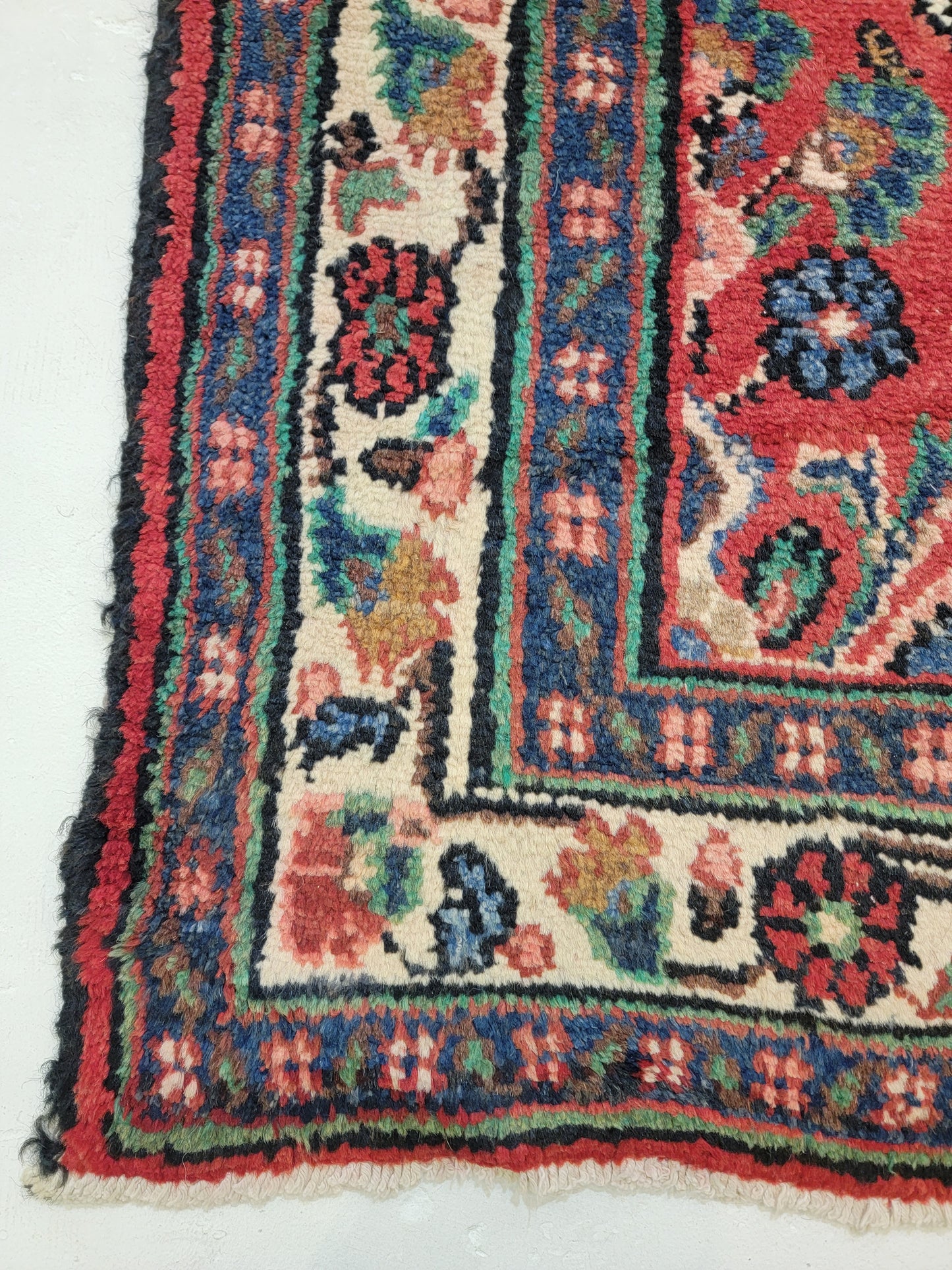 Antique Hand-Knotted Wool Runner Hamedan 3'6" x 16'7"
