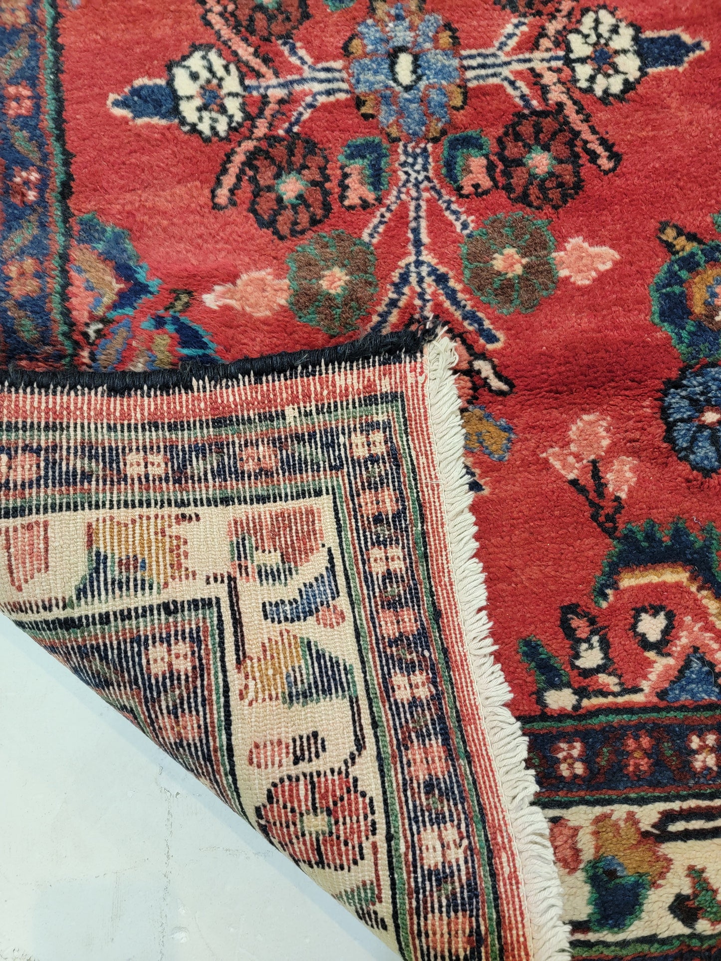 Antique Hand-Knotted Wool Runner Hamedan 3'6" x 16'7"
