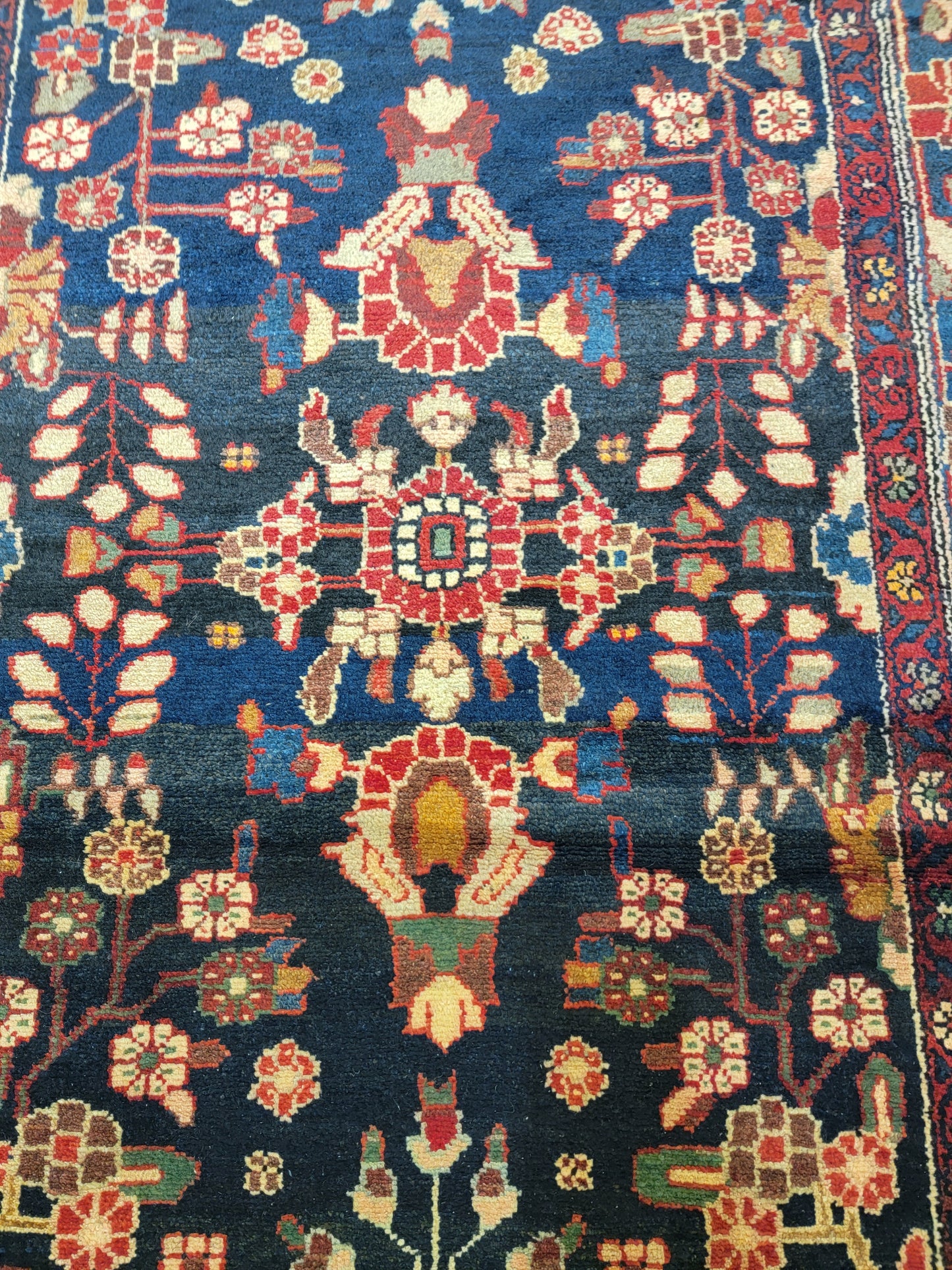 Antique Hand-Knotted Wool Runner Hamedan 3'6" x 13'3"