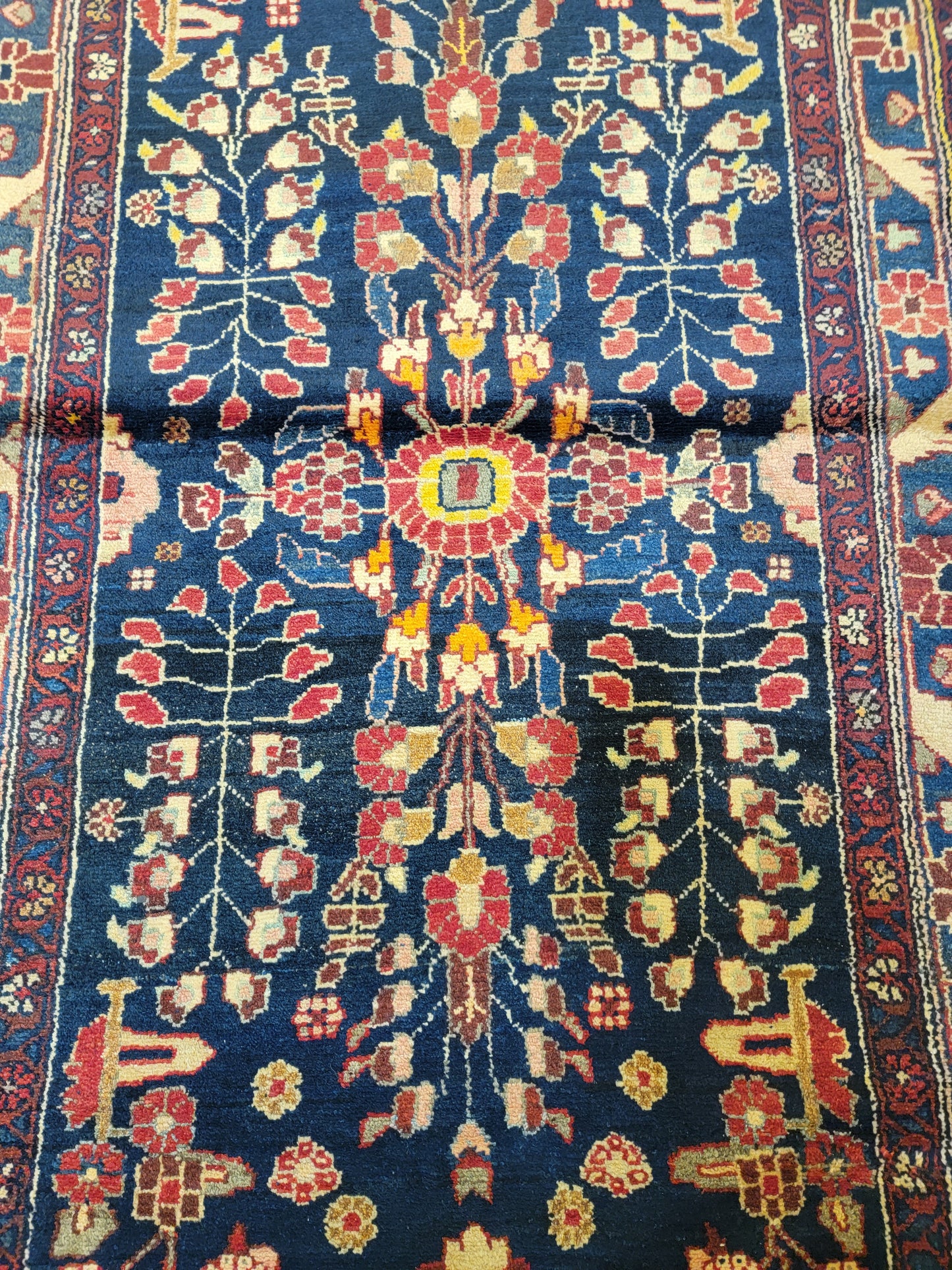 Antique Hand-Knotted Wool Runner Hamedan 3'6" x 13'3"